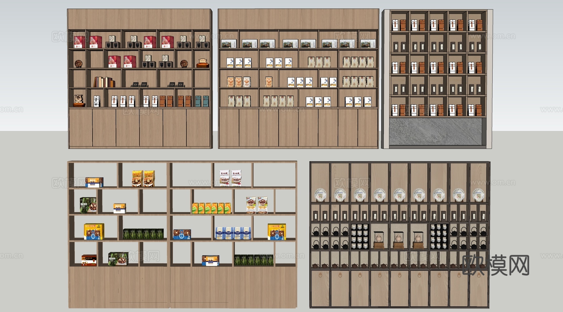 现代货架 货柜 文创展架 超市货架su模型