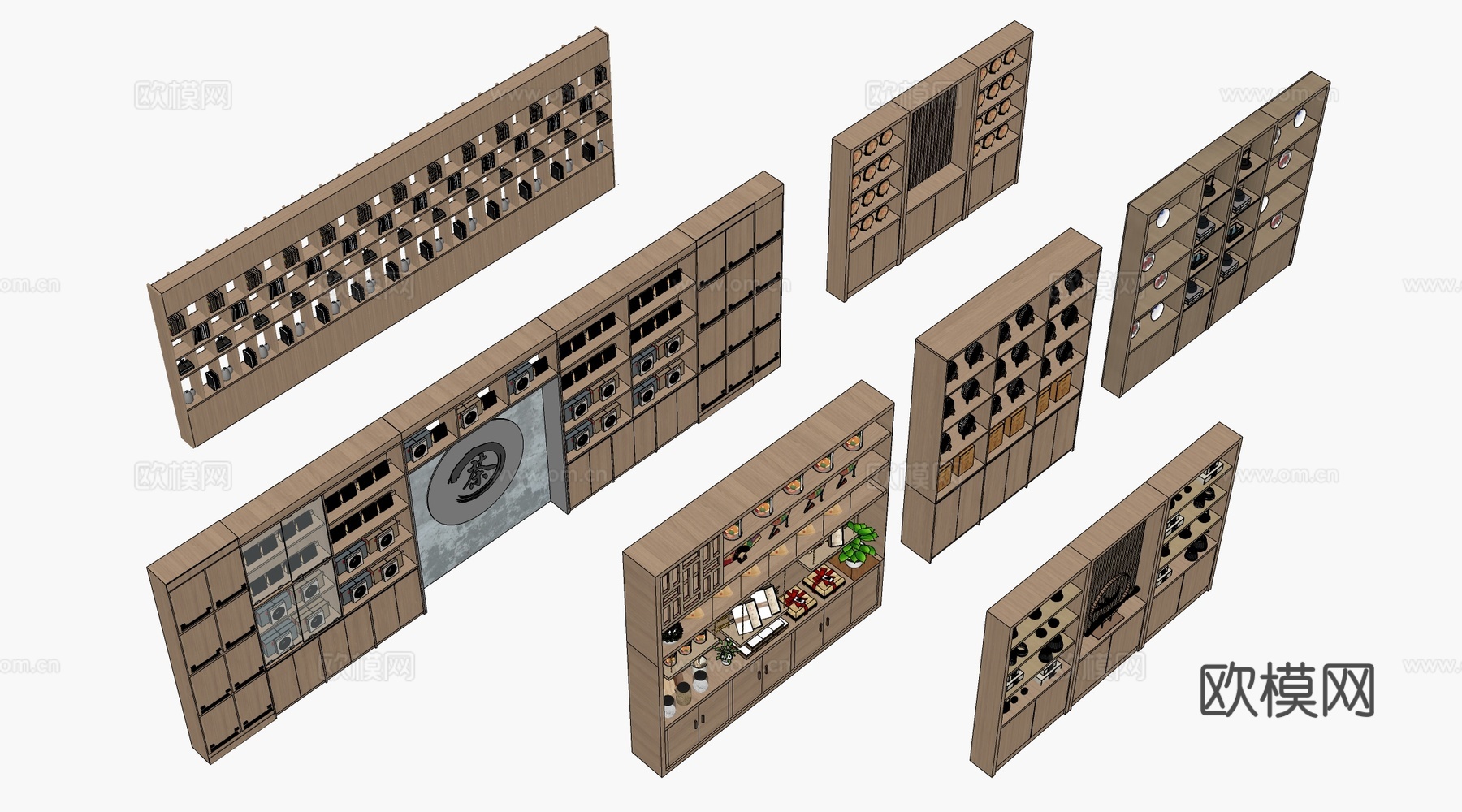 现代货架 货柜 文创展架 超市货架su模型