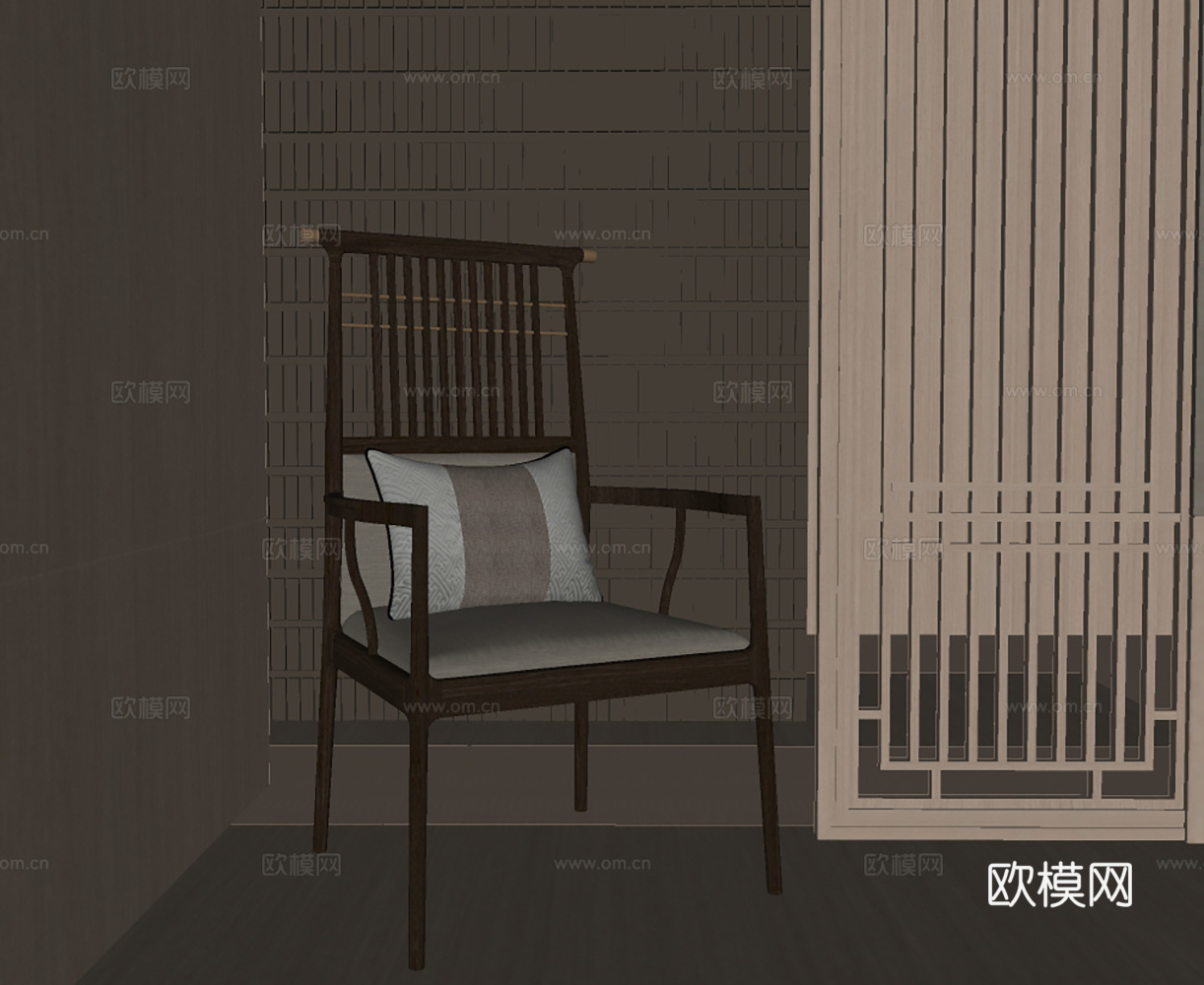 新中式椅子su模型