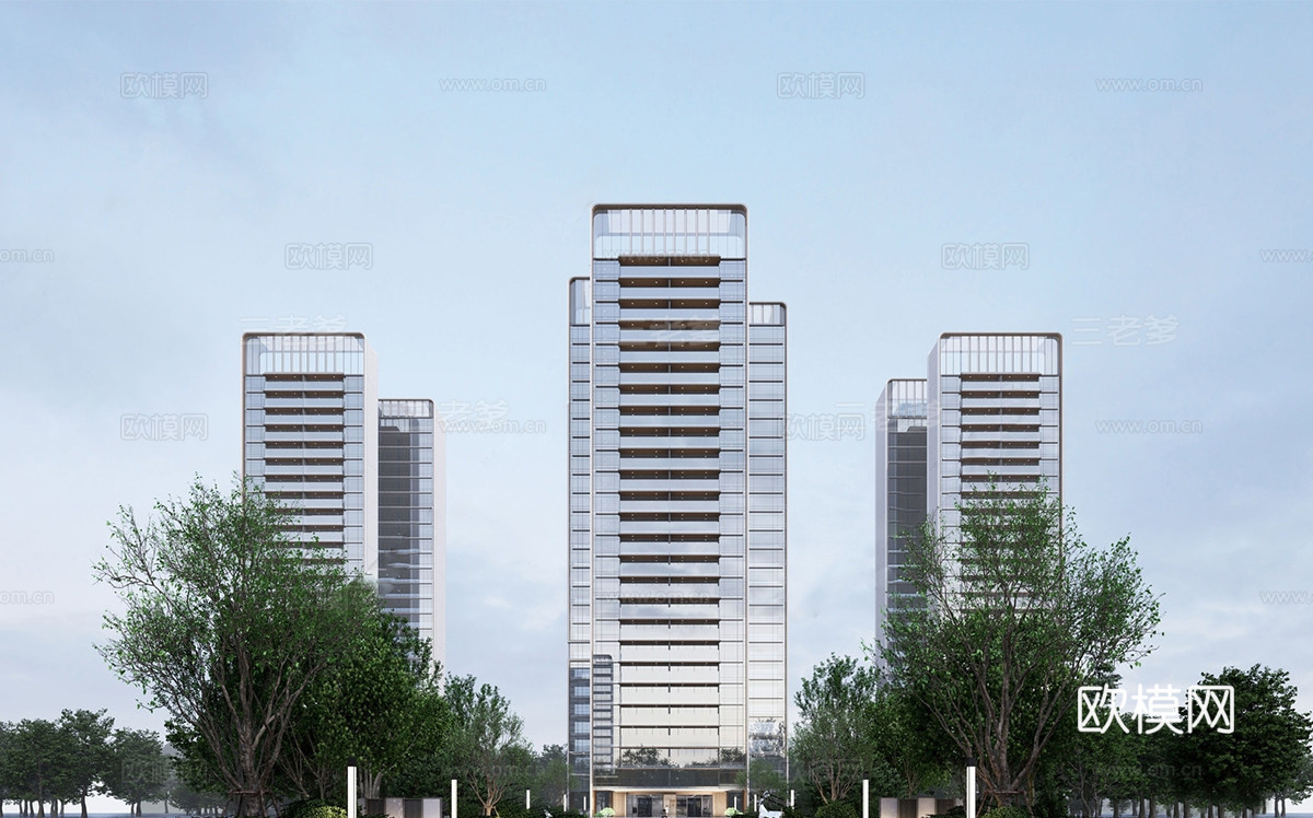 现代高层住宅  小区住宅建筑 公建建筑su模型