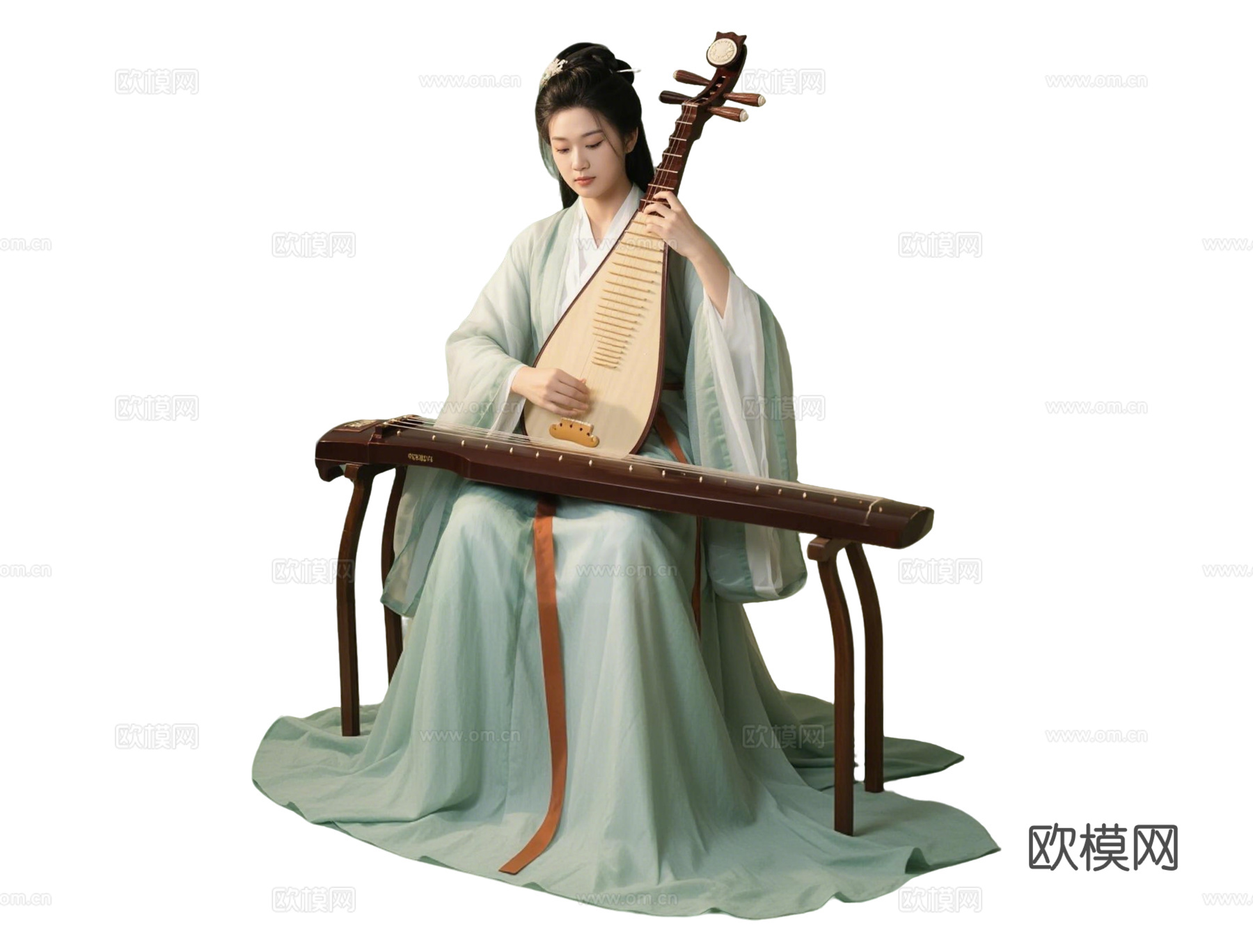 PS免抠古装女子 宫廷乐师 古装乐师 古装弹琵琶 影视剧角色