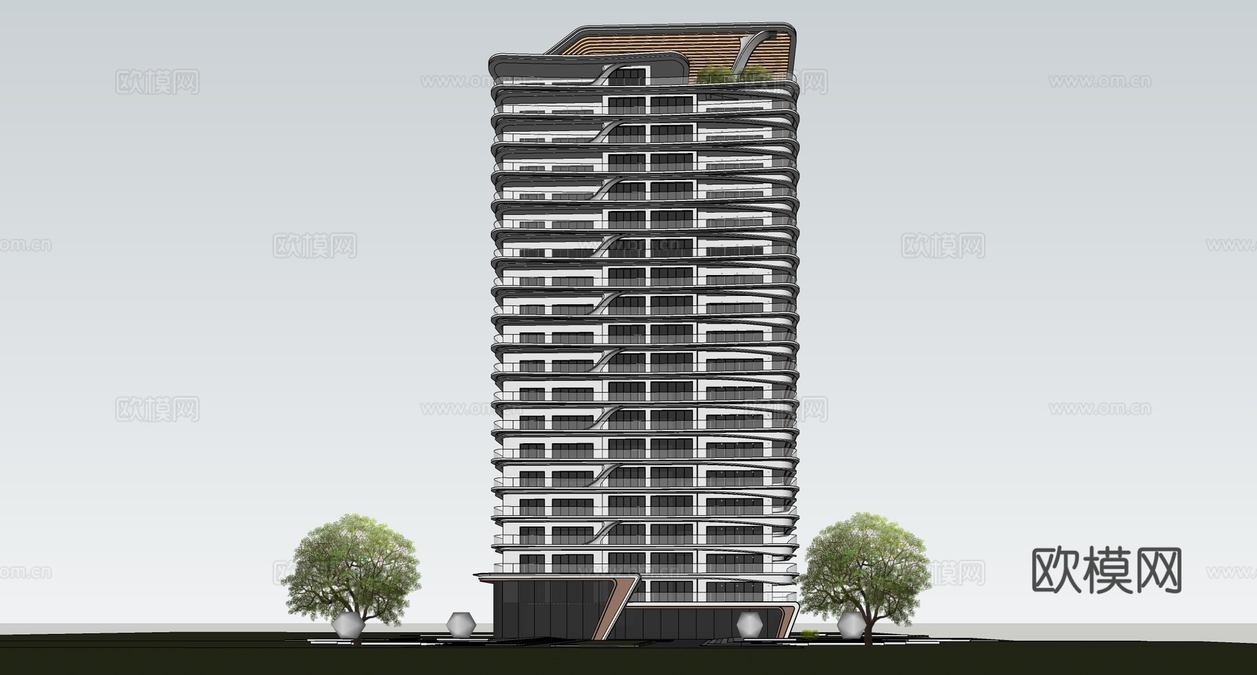 现代高层住宅  小区住宅建筑 公寓建筑su模型