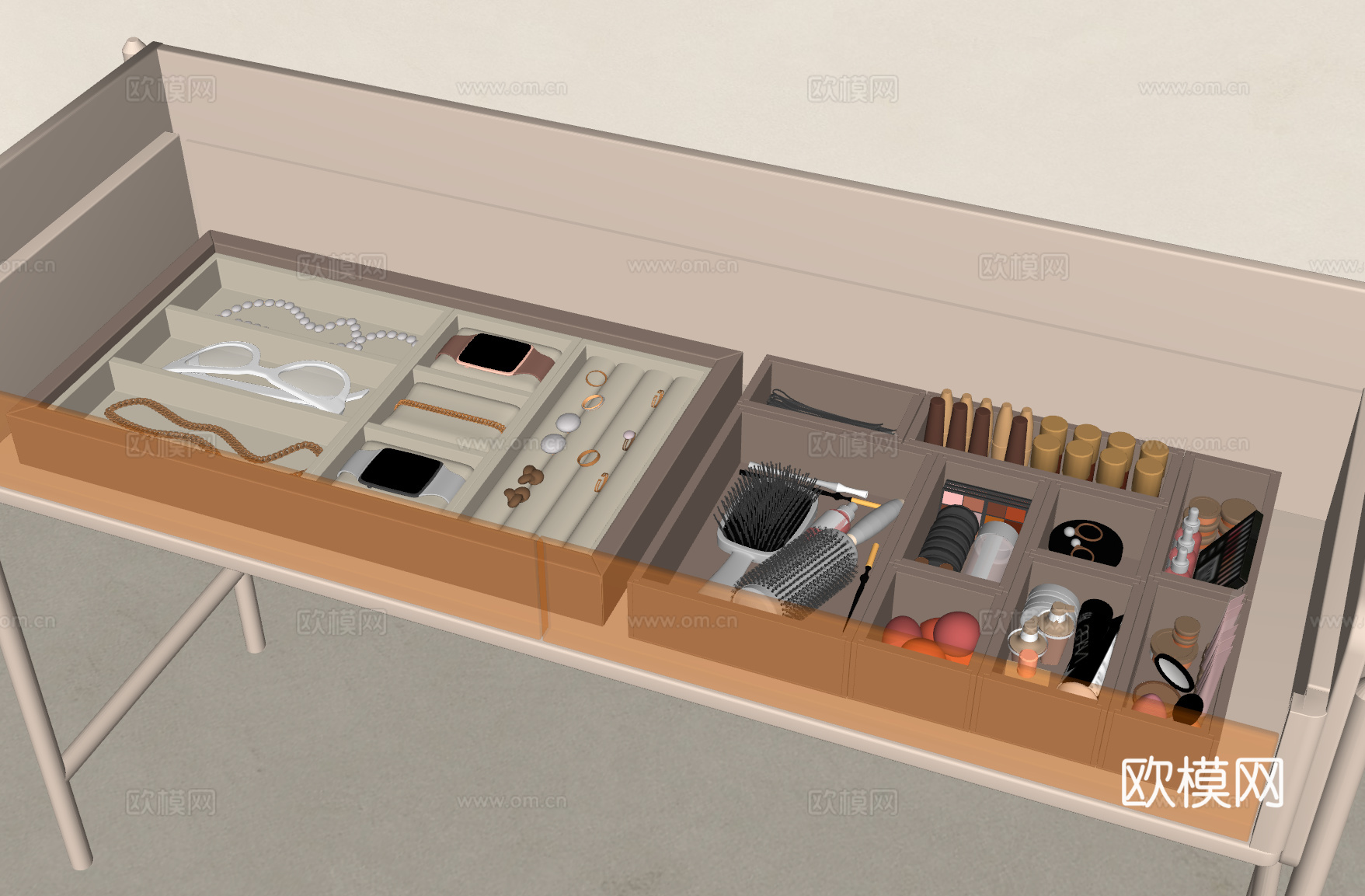 现代首饰柜 手表梳妆收纳盒 珠宝 首饰盒 首饰 饰品收纳 托su模型
