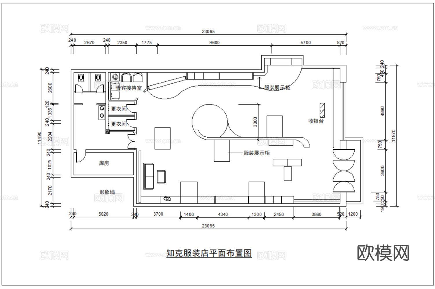 服装店 女装专卖店 男装专卖店 运动服装店 休闲服装店 男女cad施工图