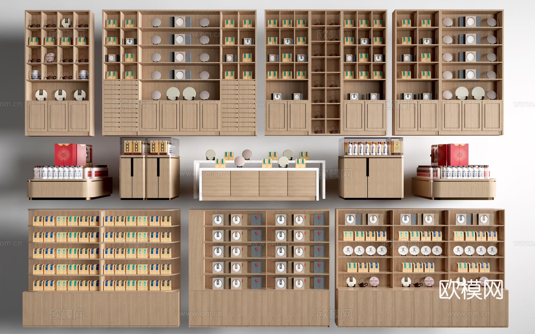 现代货架 货柜 文创展架 超市货架su模型