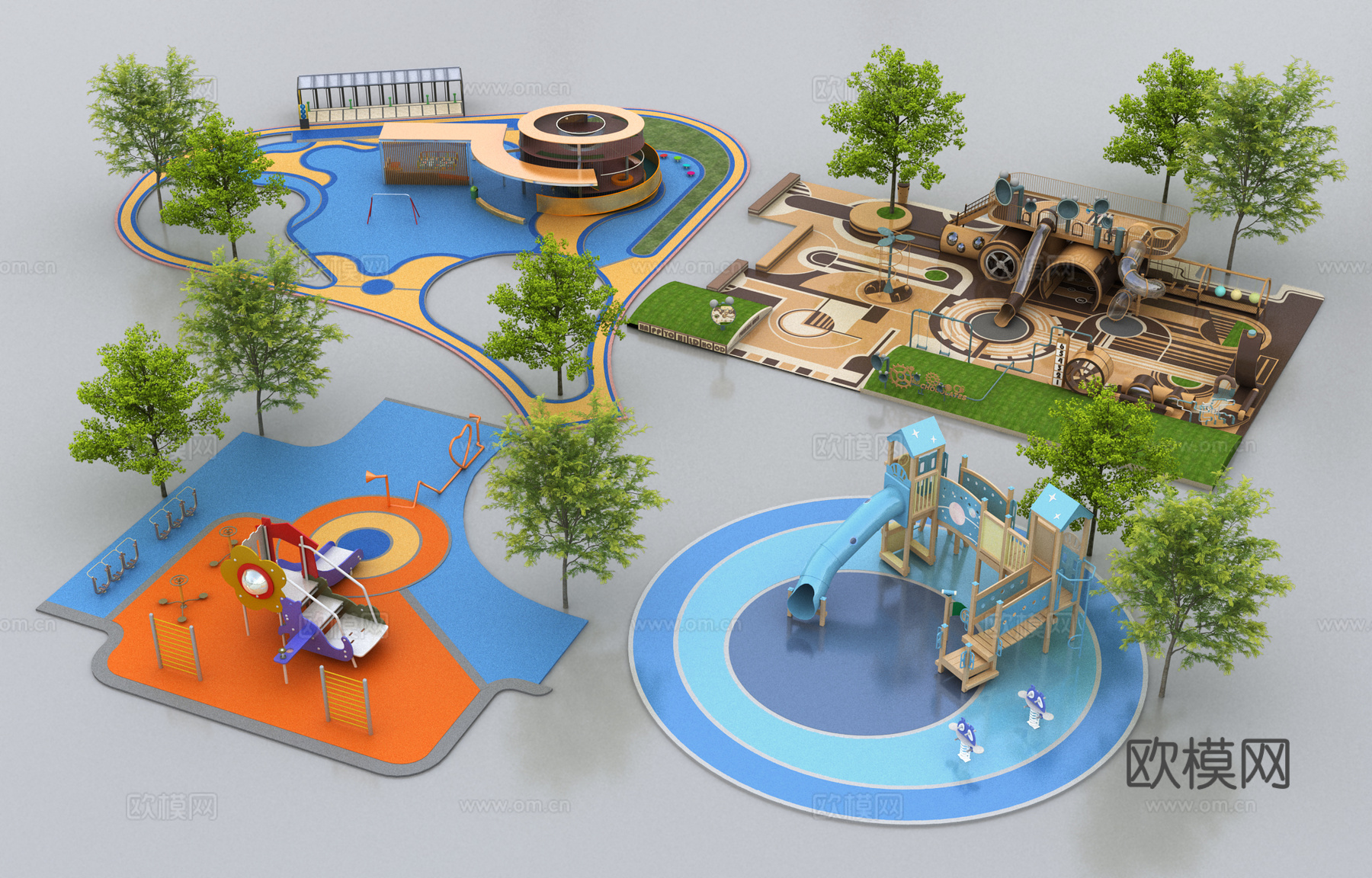 现代儿童游乐场组合3d模型下载