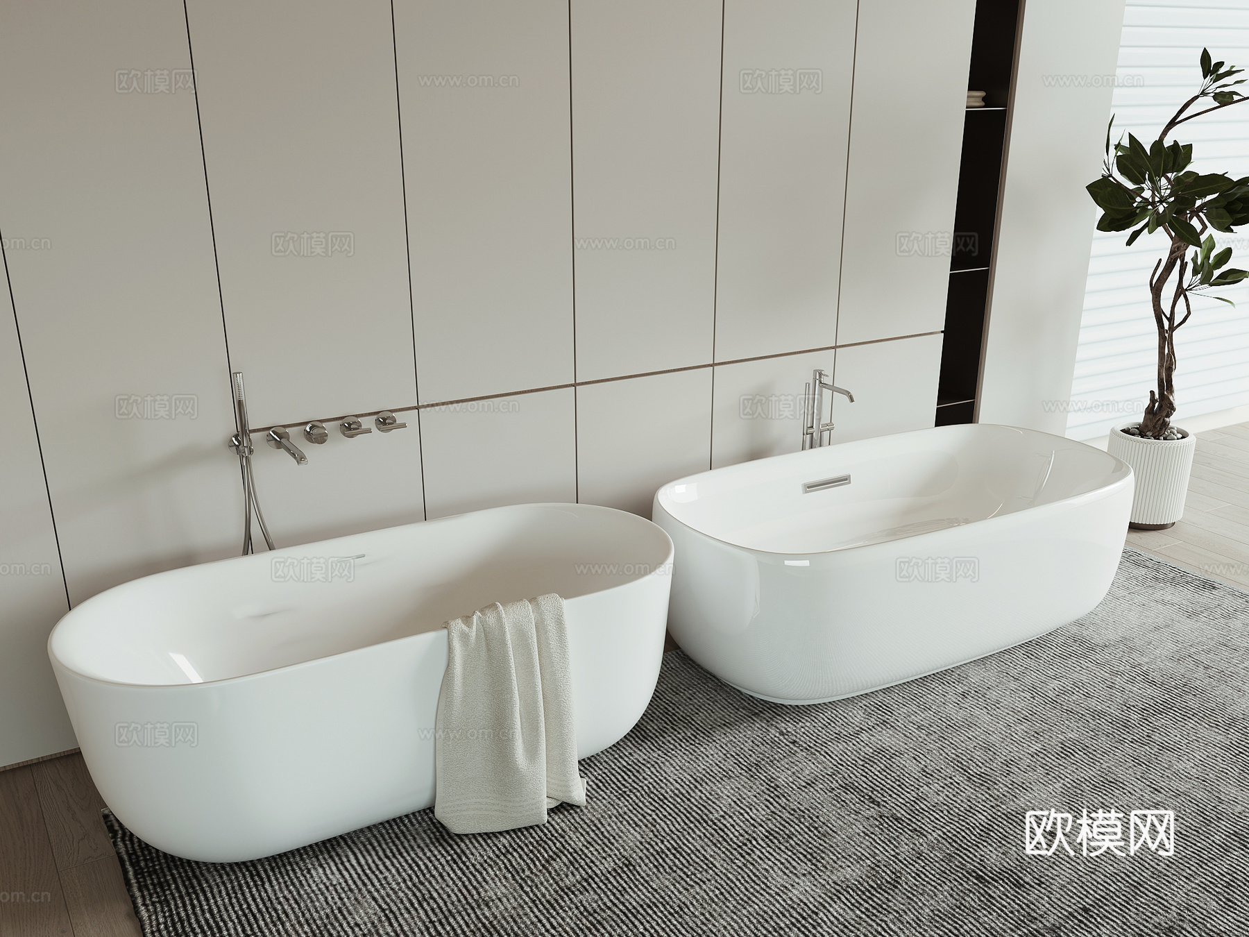 现代浴缸su模型