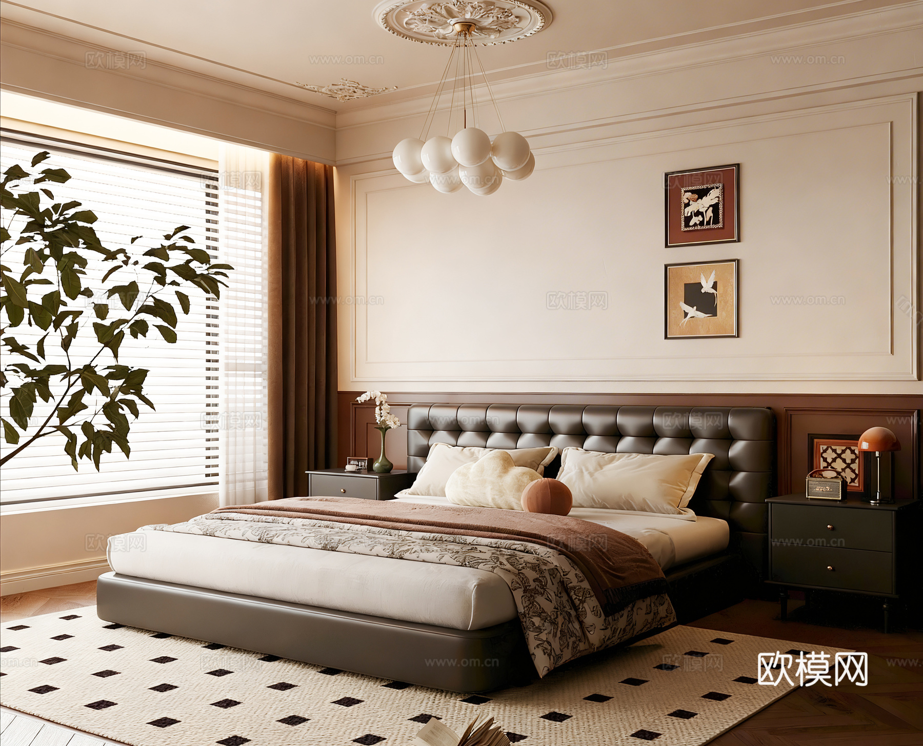 中古风主卧3d模型