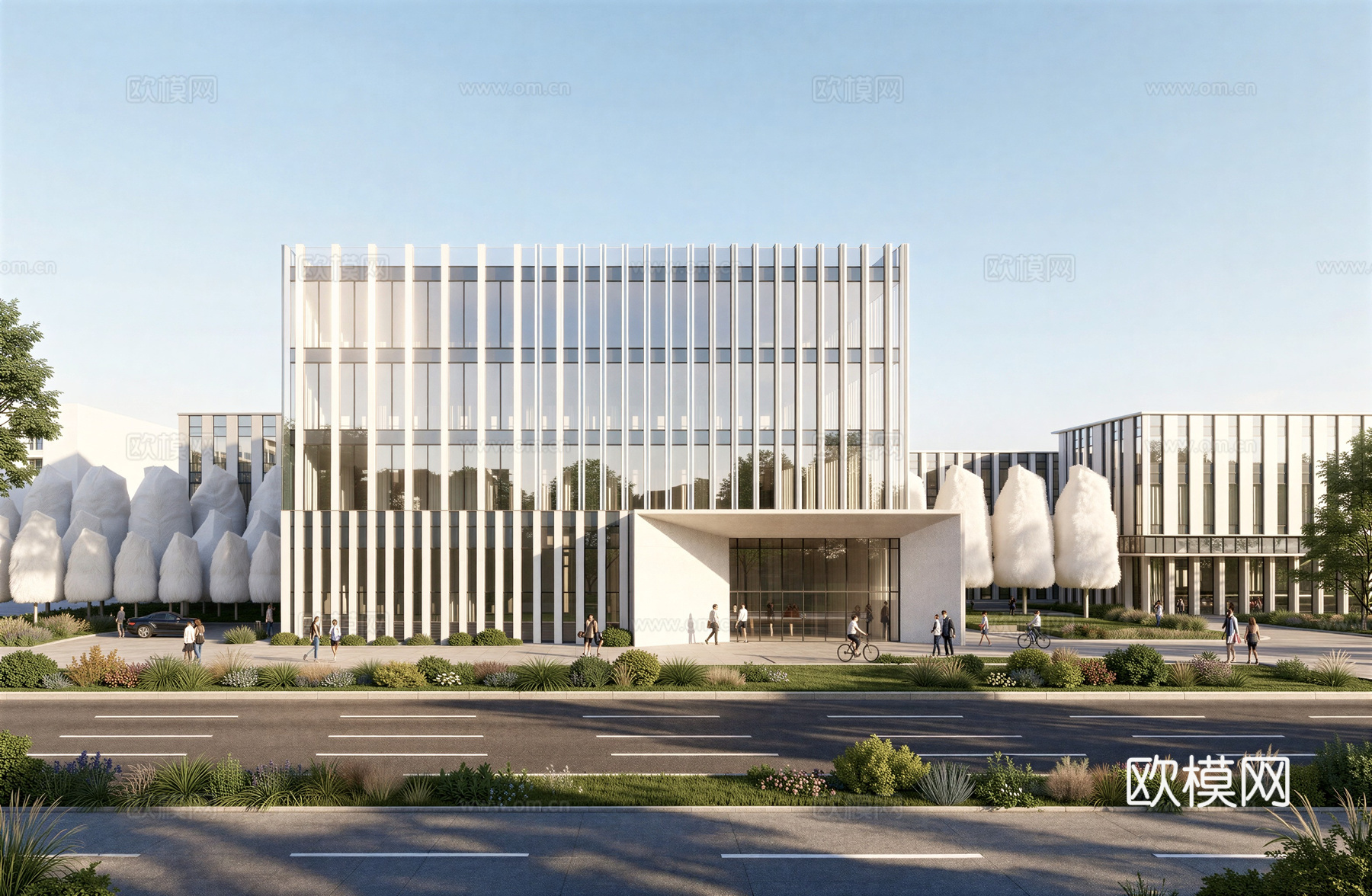 现代工业厂房 现代产业园 多层办公 厂房 产 产业园 办公楼su模型