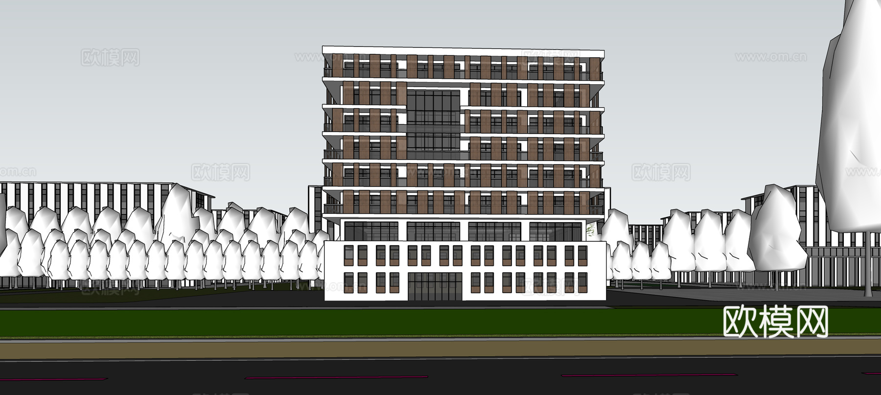现代工业厂房 现代产业园 多层办公 厂房 产 产业园 办公楼su模型