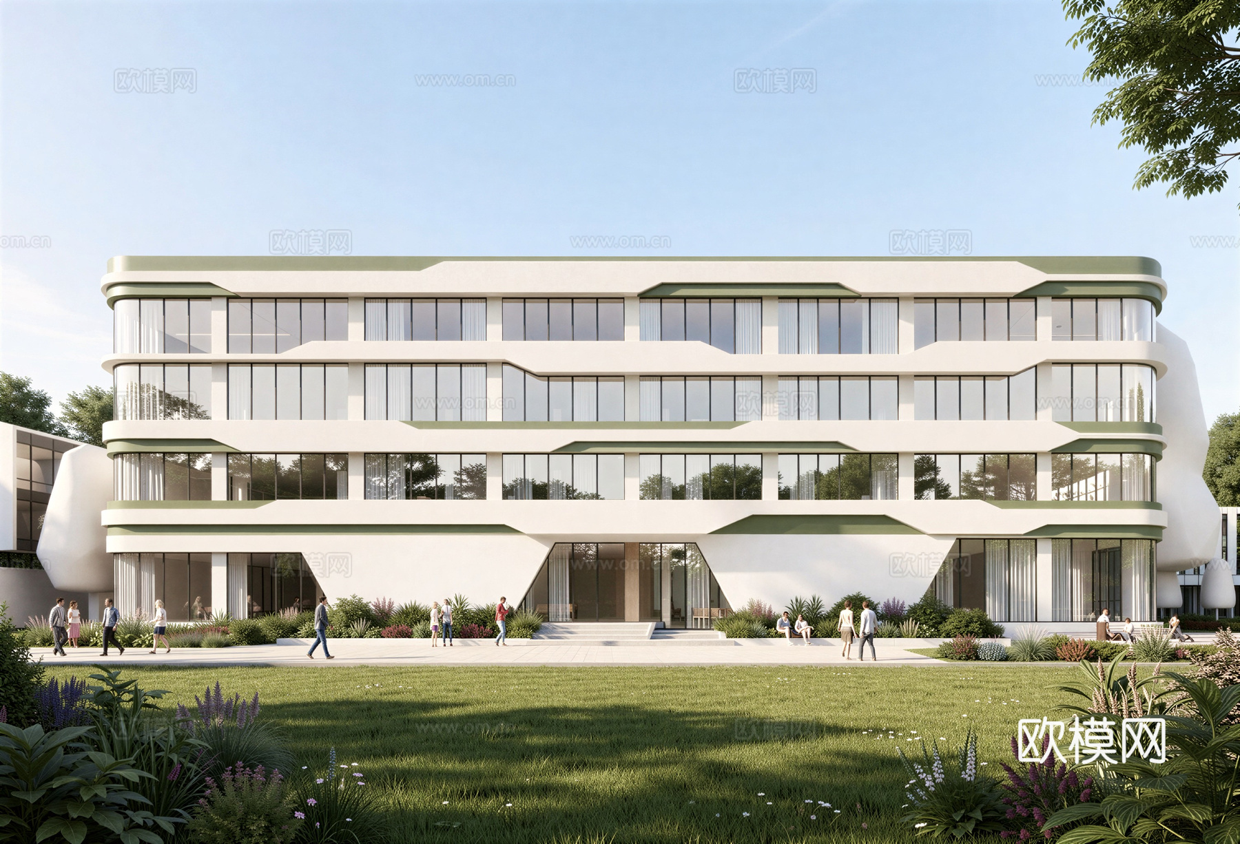 现代工业厂房 现代产业园 多层办公 厂房 产 产业园 办公楼su模型