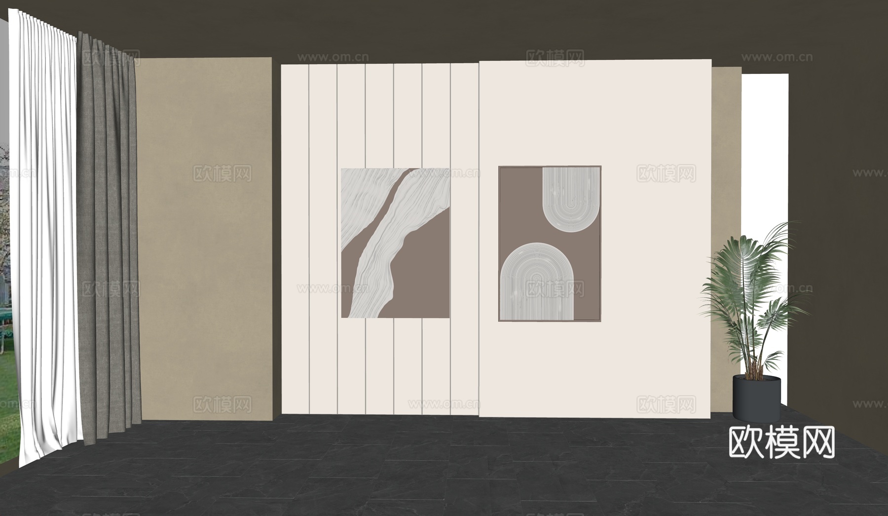 侘寂风装饰画墙饰挂件su模型su模型