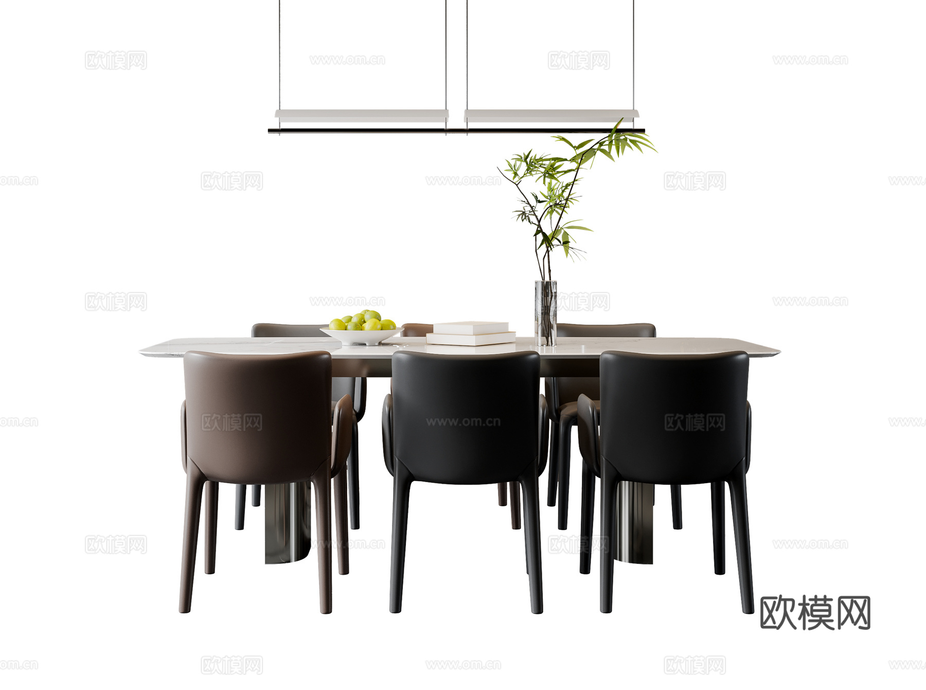 现代意式餐桌椅su模型