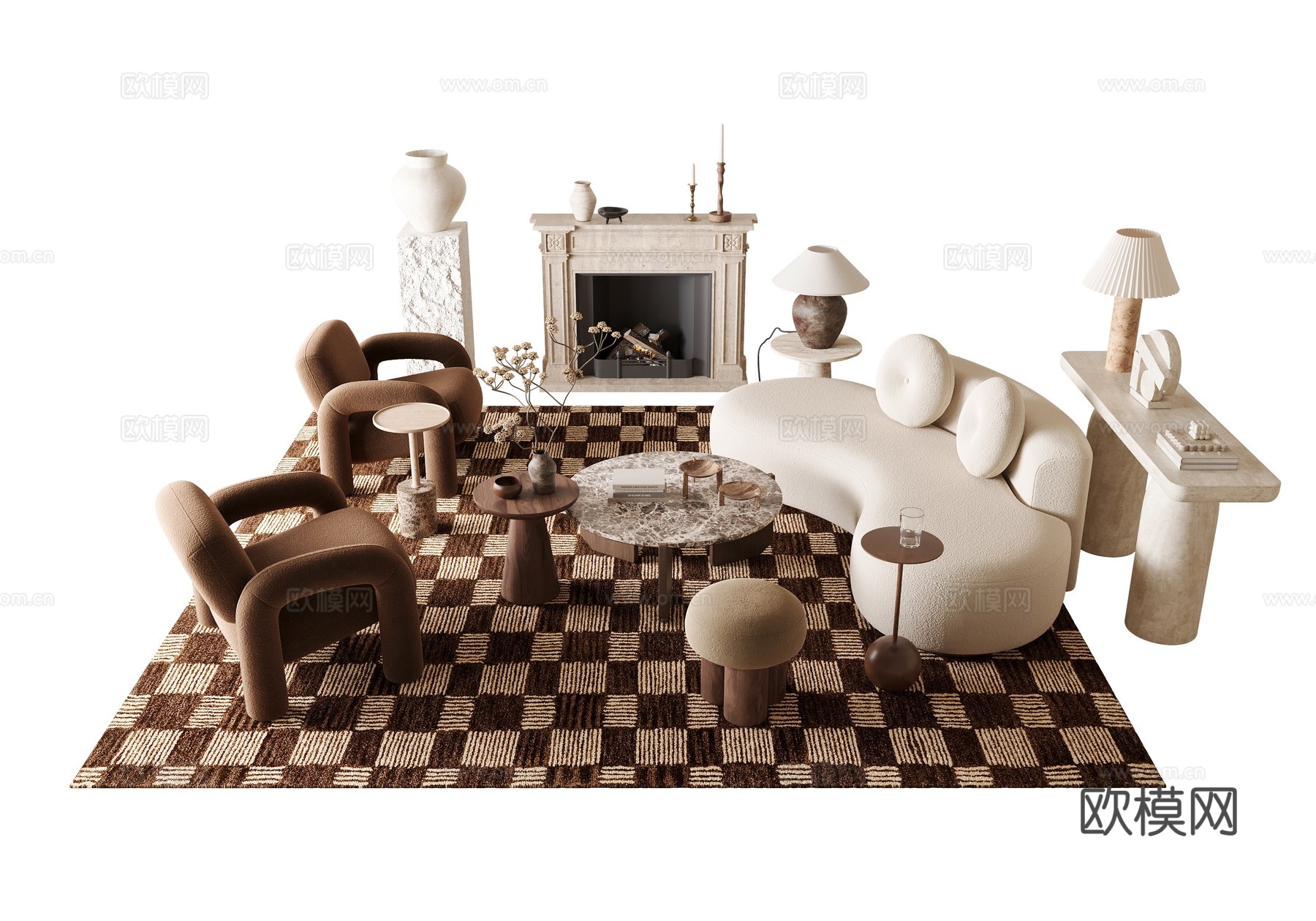 法式沙发组合su模型