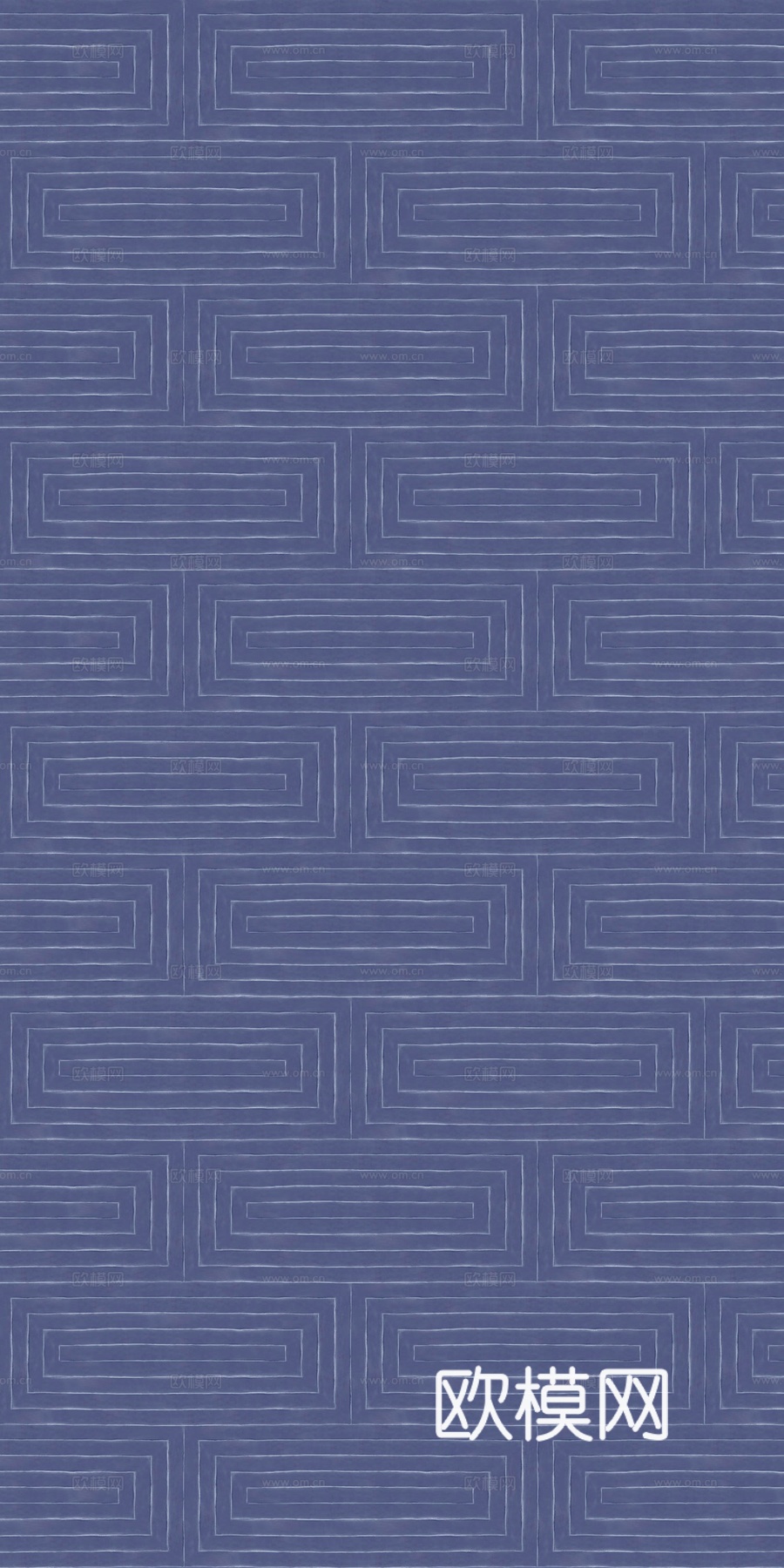 蓝色回字形条纹地毯