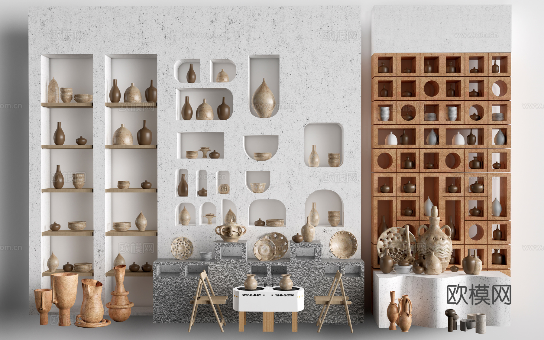 现代陶罐 陶艺器材 陶艺展品 陶罐摆件su模型