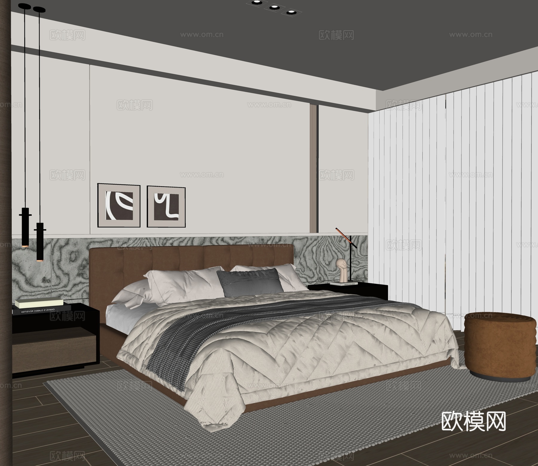 现代卧室su模型