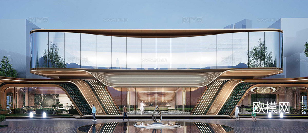 现代售楼处建筑 售楼部建筑su模型