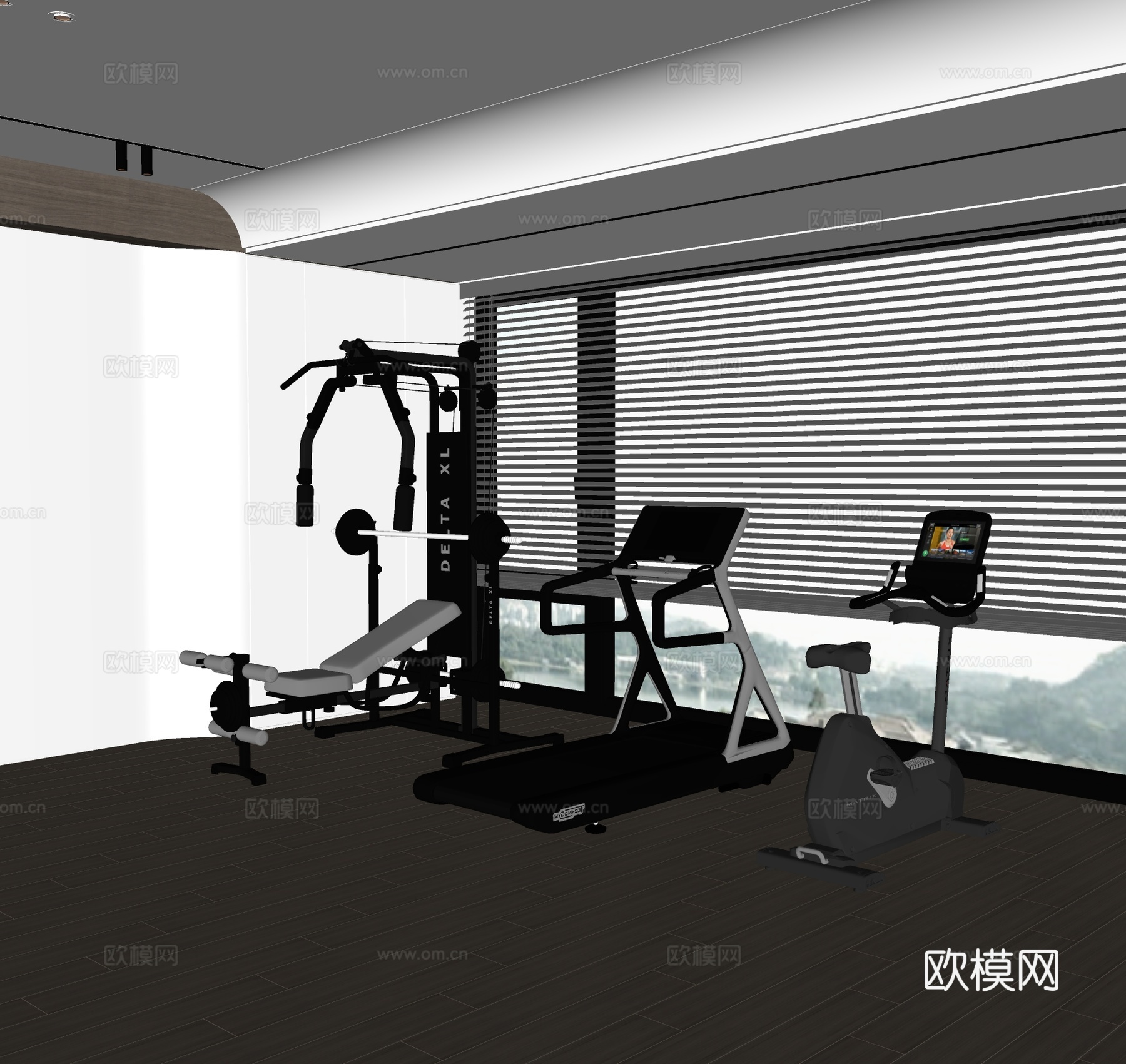 现代健身器材su模型