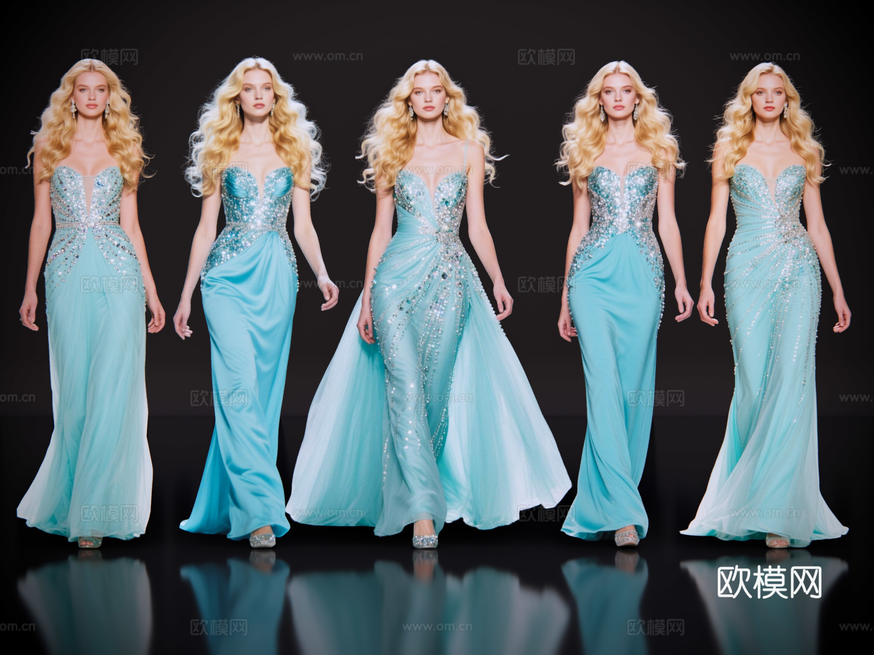 2D现代人物 T台走秀 时尚模特 晚礼服模特 现代美女su模型