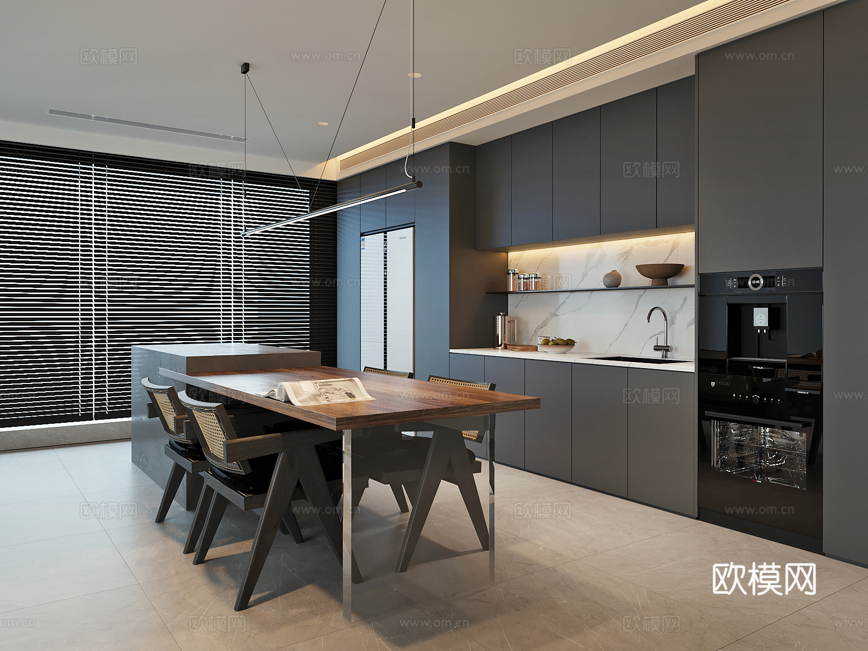 现代餐厅su模型