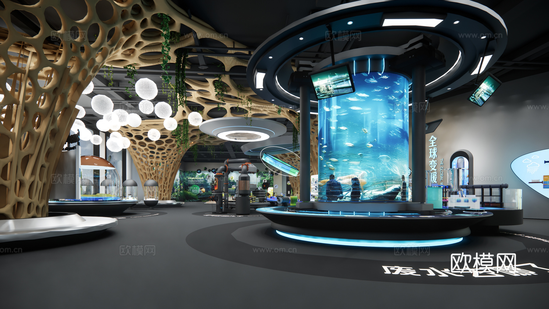 现代科技企业展厅su模型