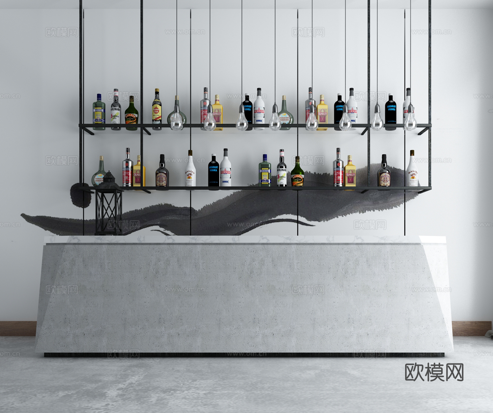 新中式火锅店 吧台 水吧3d模型