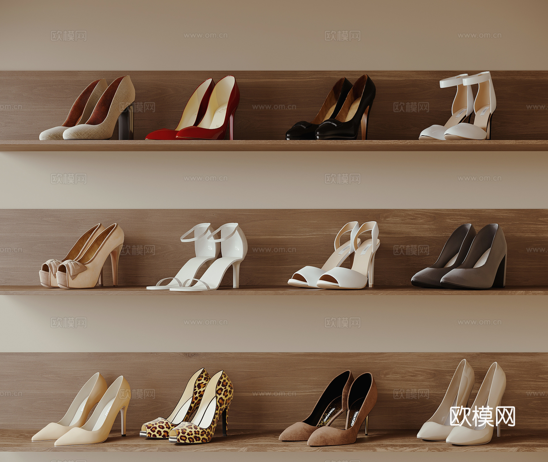 现代皮鞋高跟鞋su模型