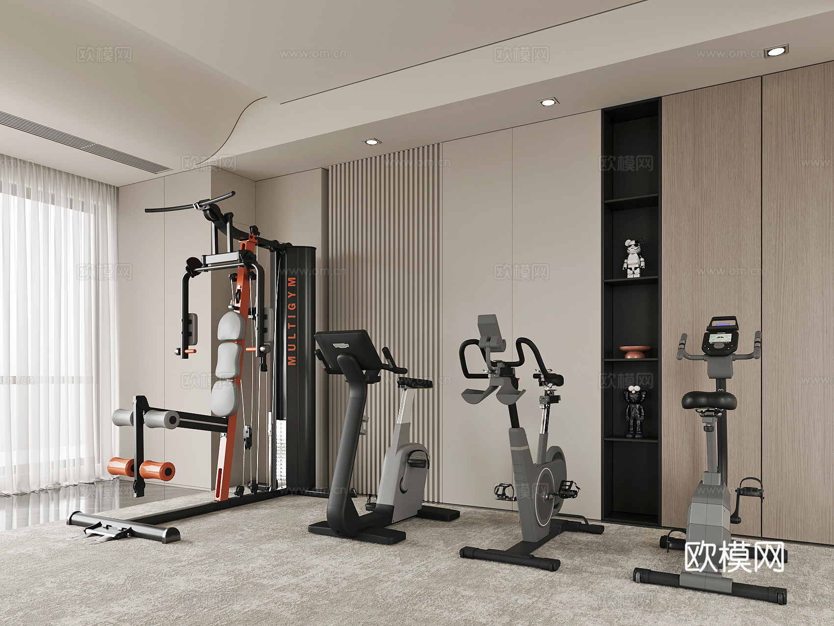 现代健身器材su模型
