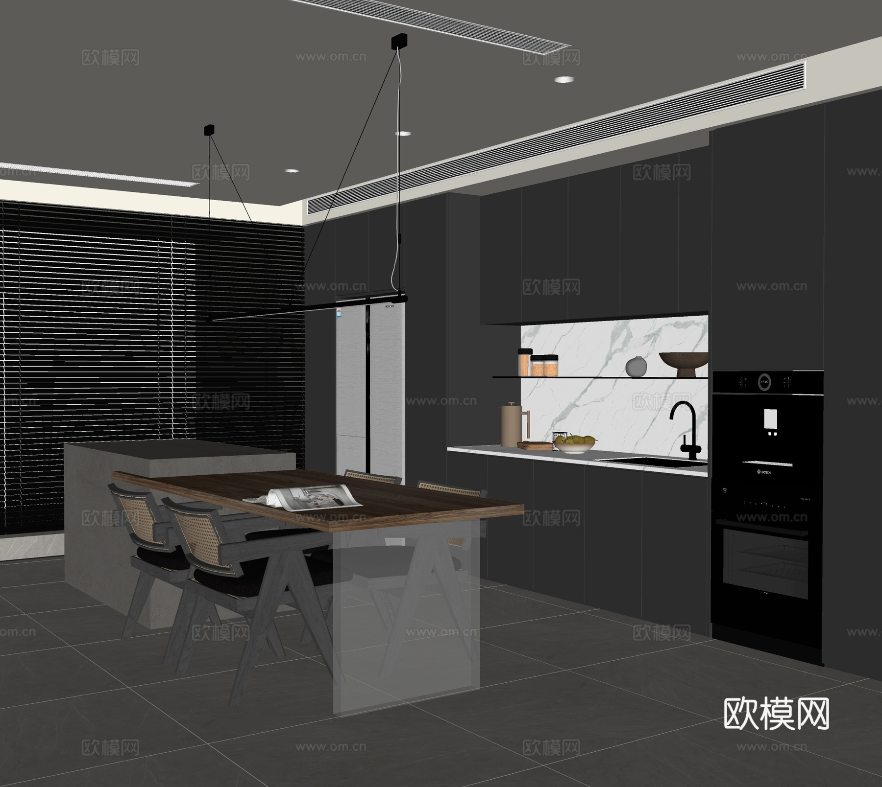 现代餐厅su模型