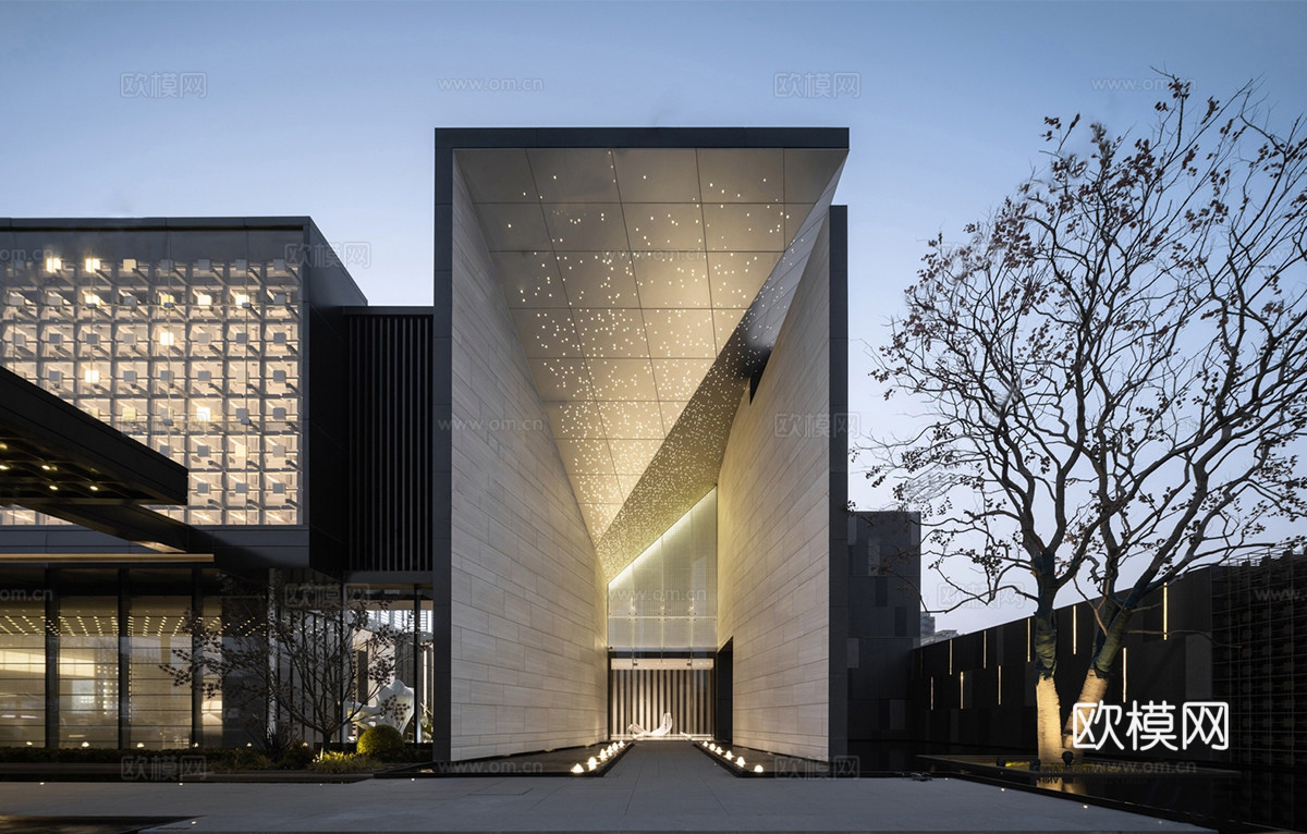 现代售楼处建筑 售楼部建筑su模型