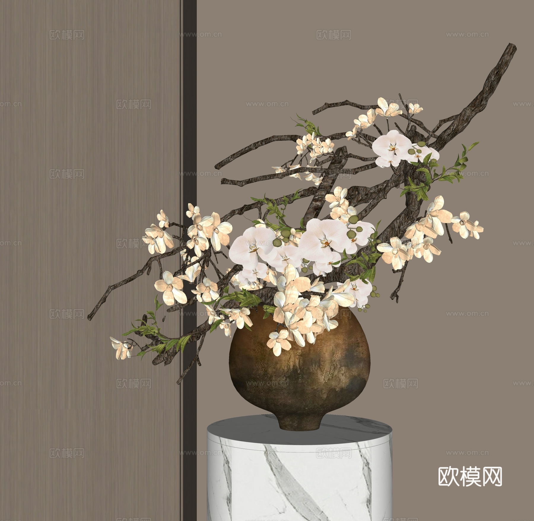 现代花瓶花艺插花su模型