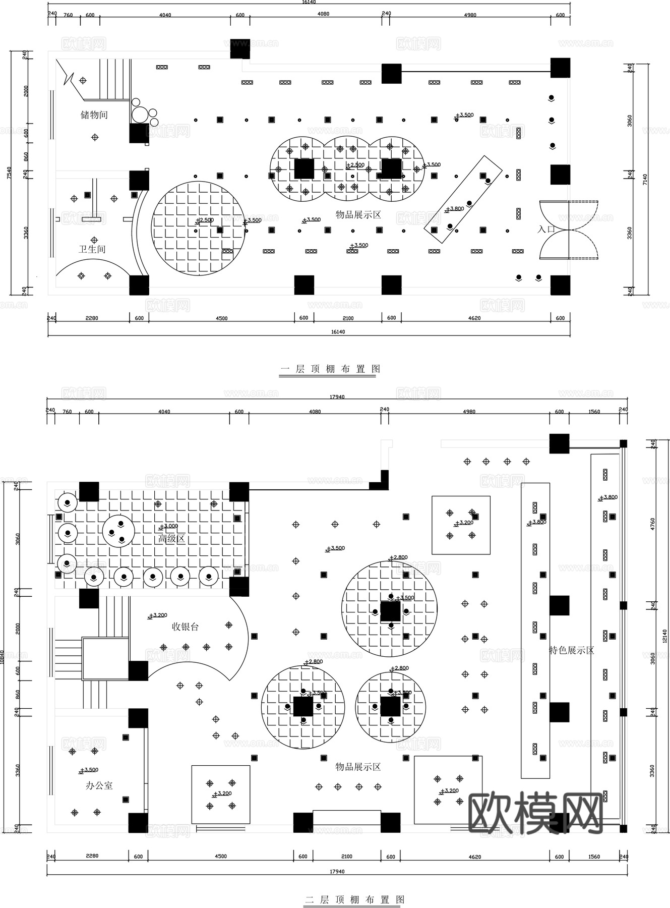 文创店平面布置图CADcad施工图
