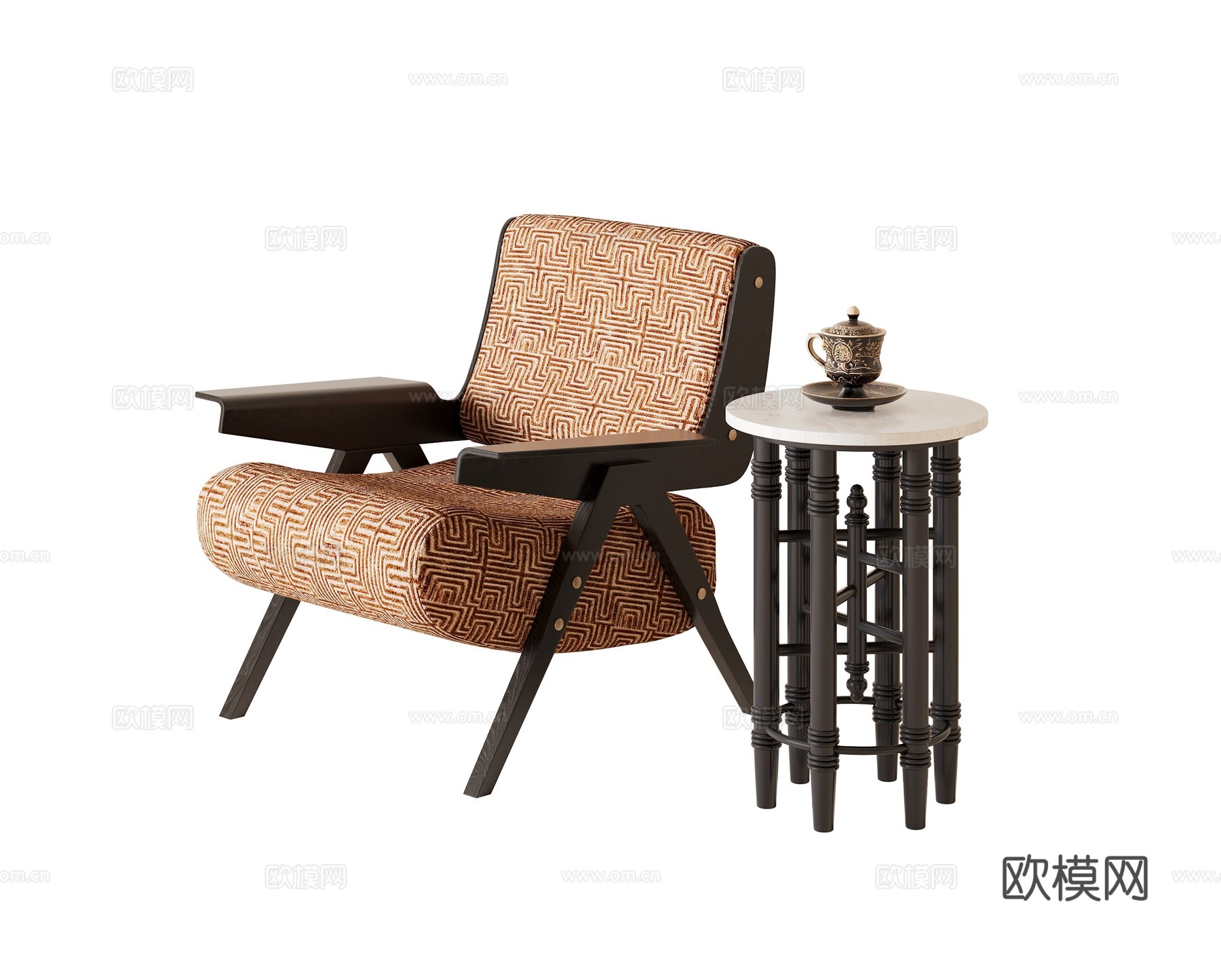 中古风休闲椅3d模型