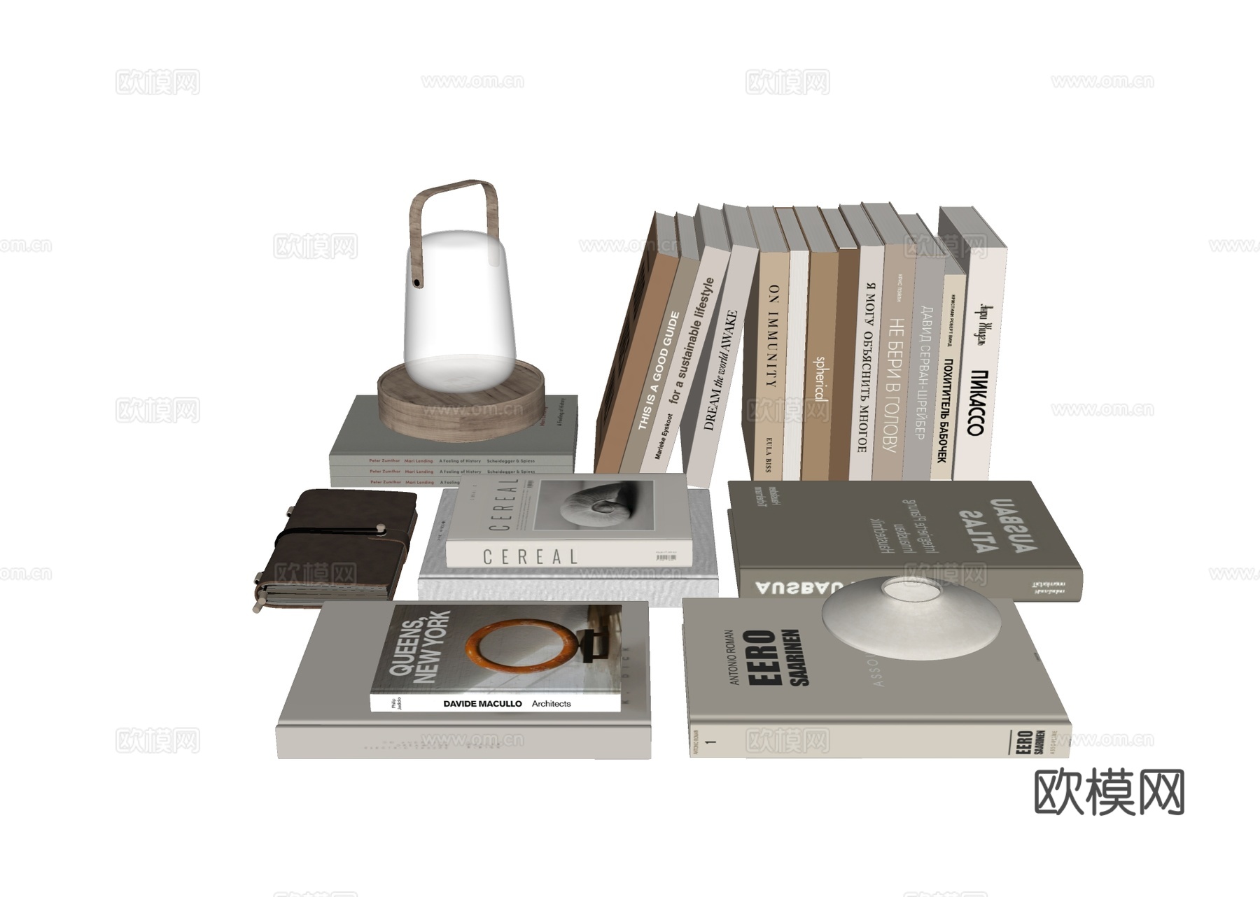 现代书籍摆件su模型