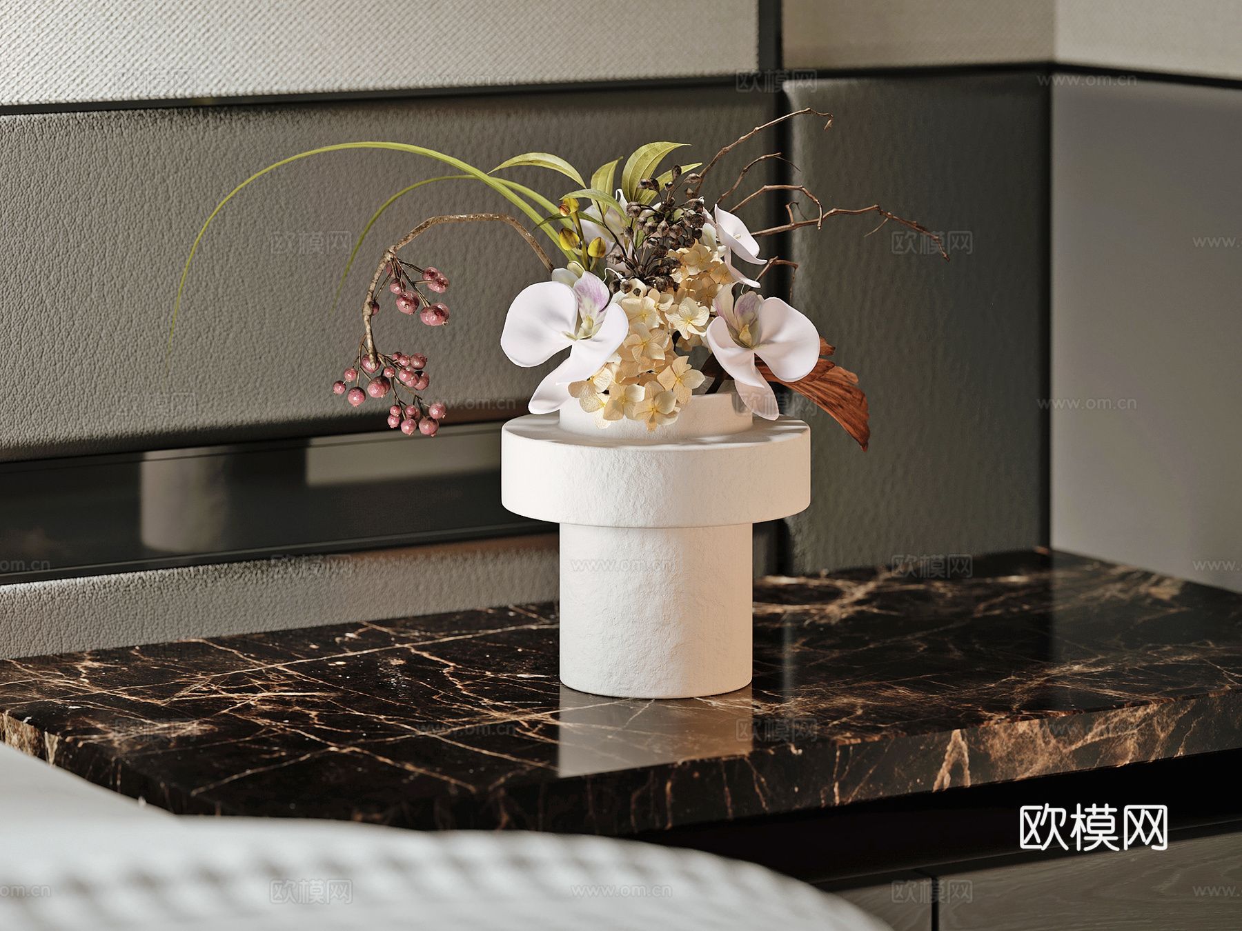 现代花瓶花艺插花su模型