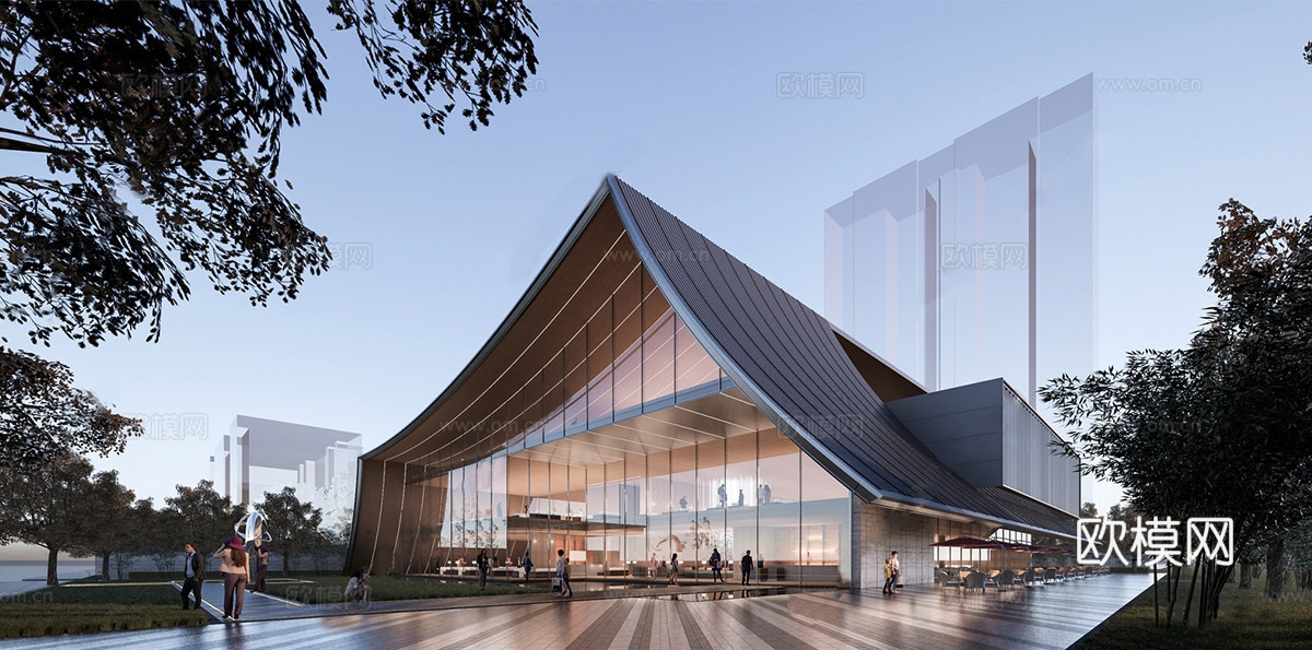 现代售楼处建筑 售楼部建筑su模型