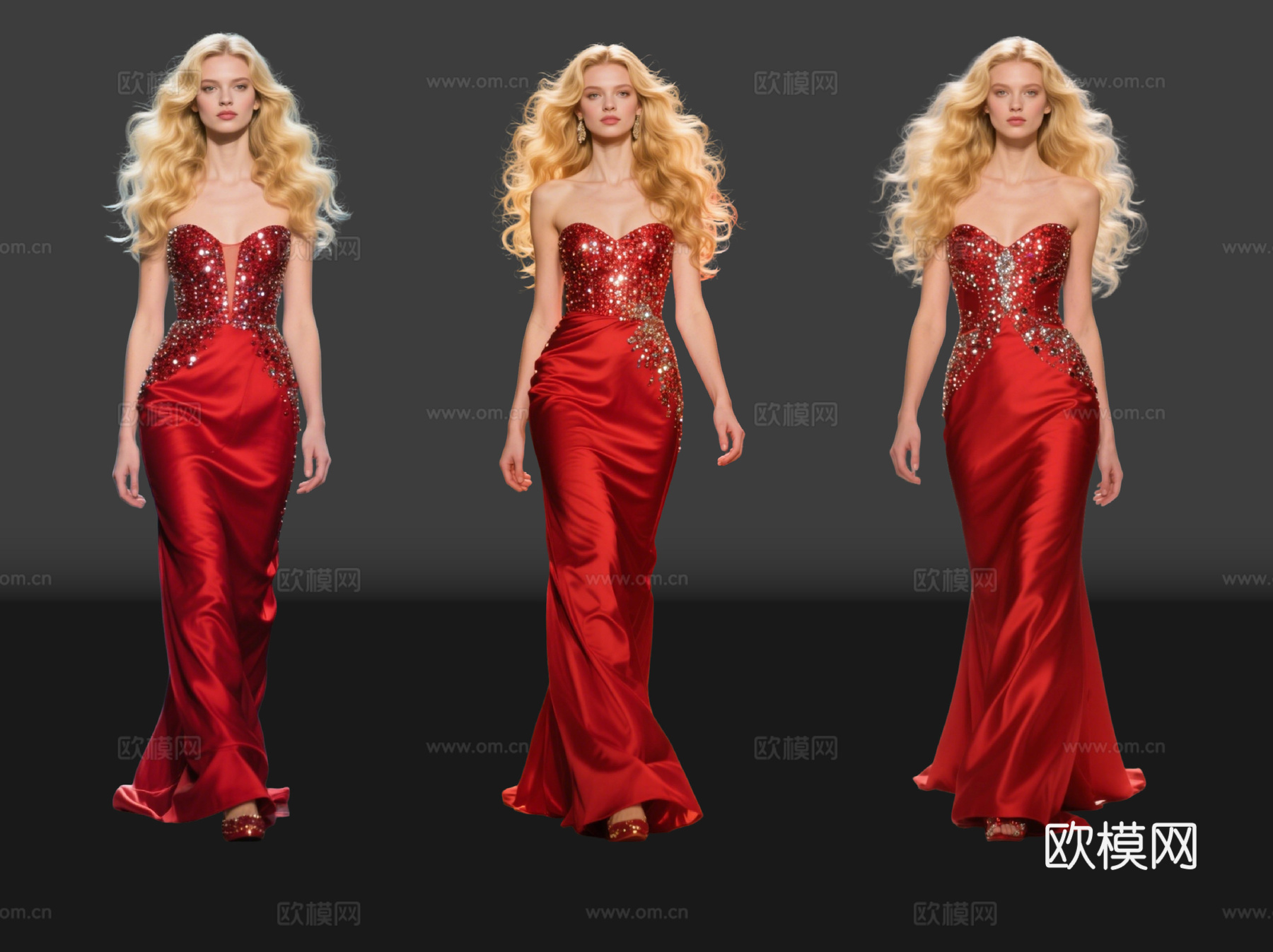 2D现代人物 T台走秀 时尚模特 晚礼服模特 现代美女su模型