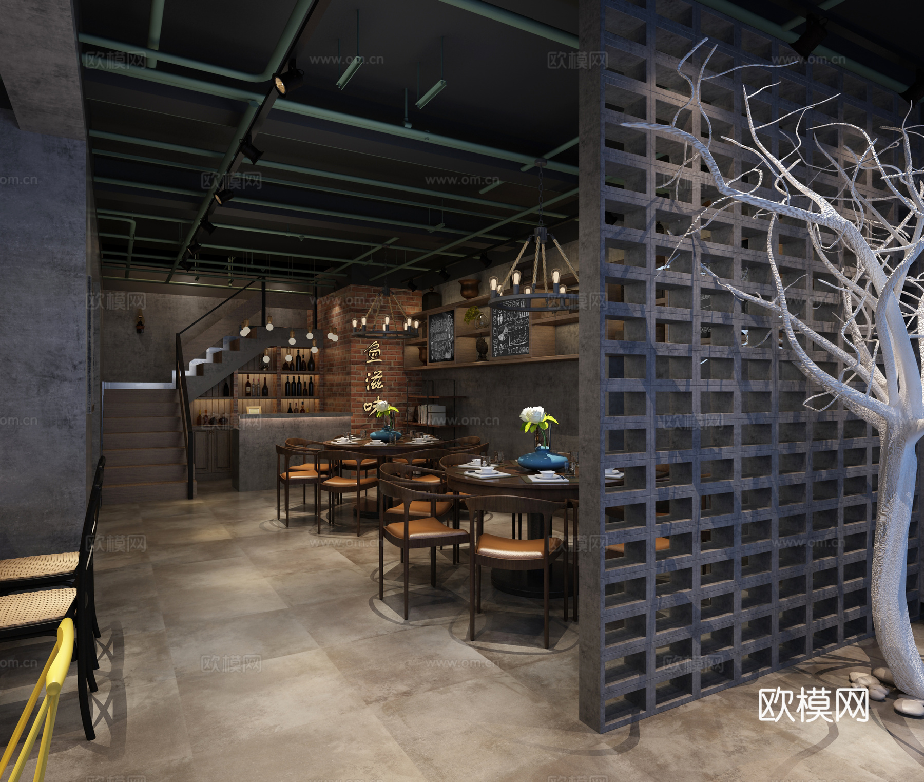 工业风鱼火锅工装3d模型