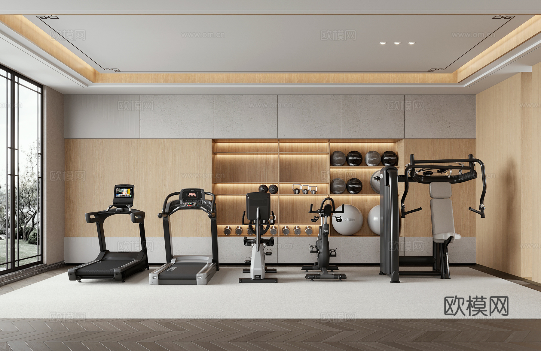 现代健身器材su模型