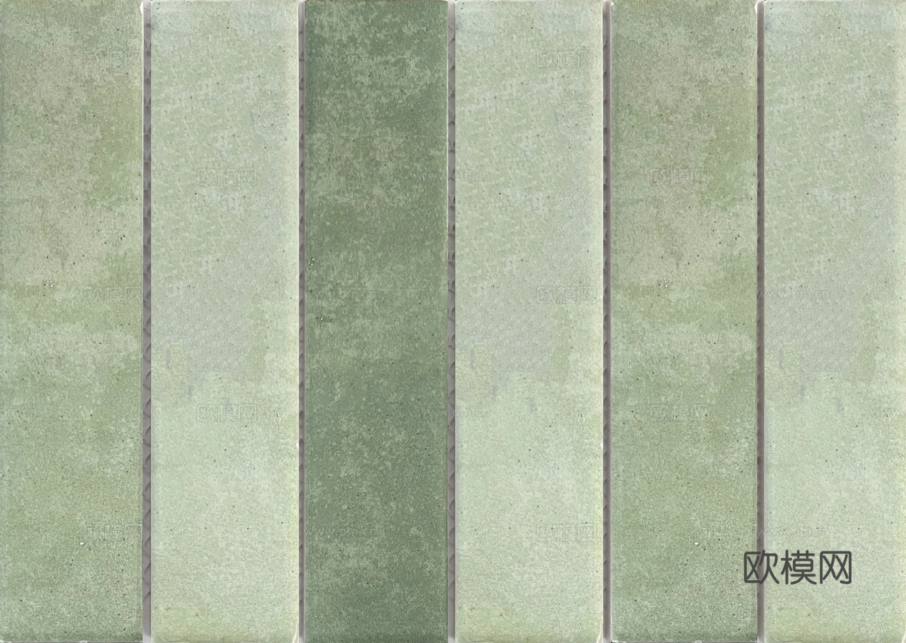 渐变绿长条手工砖 复古哑光水泥砖