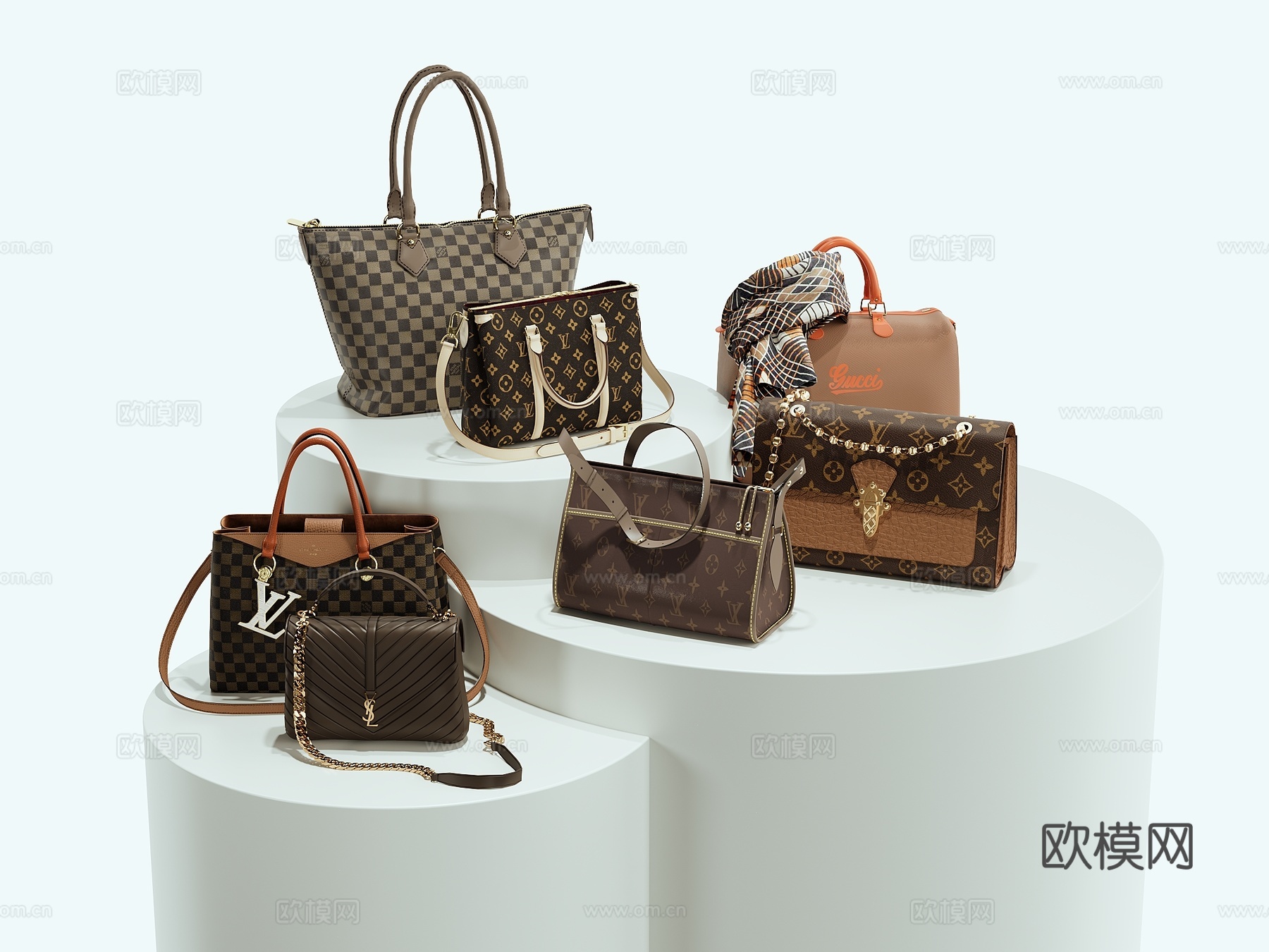 现代皮包手提包su模型