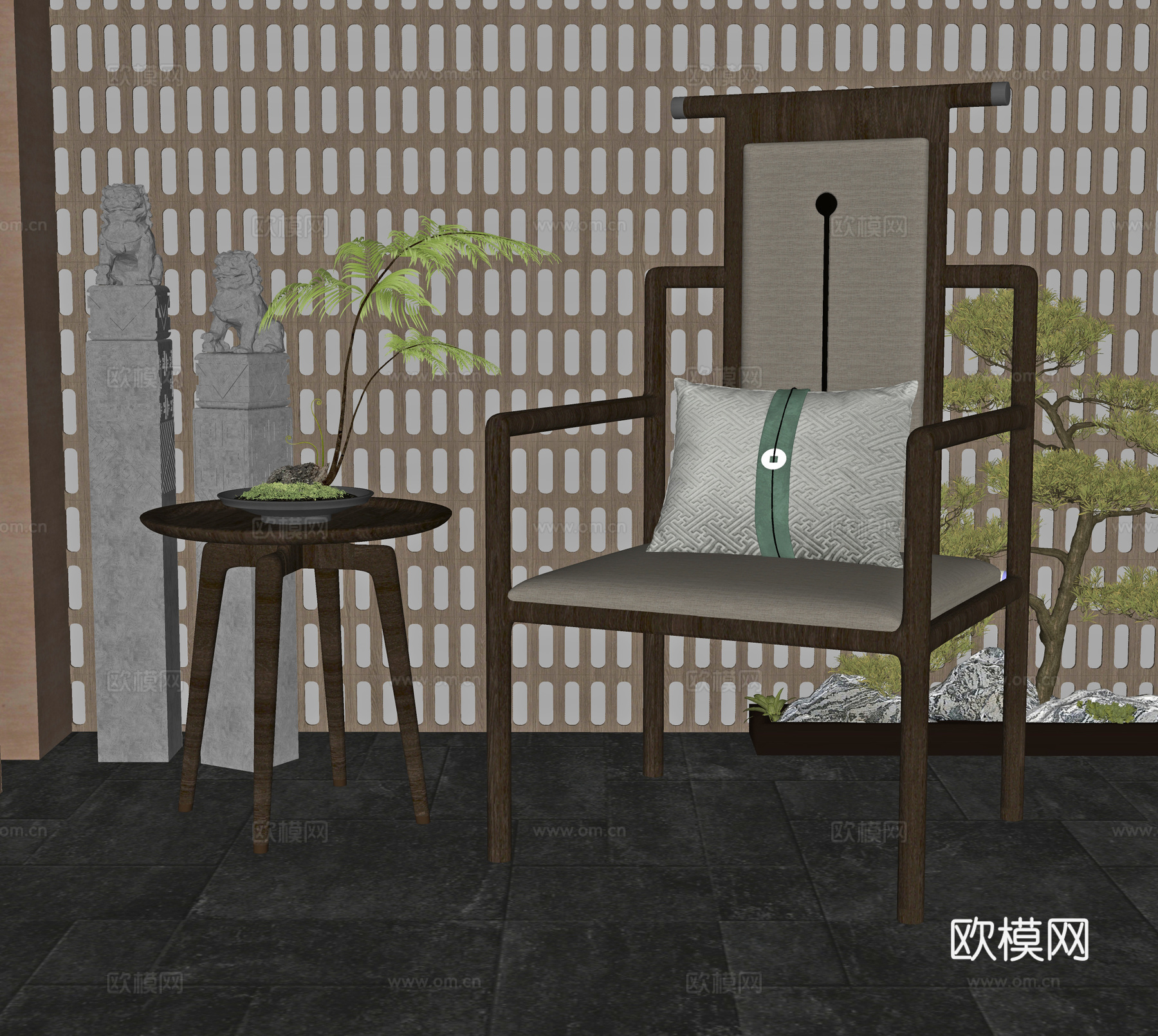 新中式椅子su模型