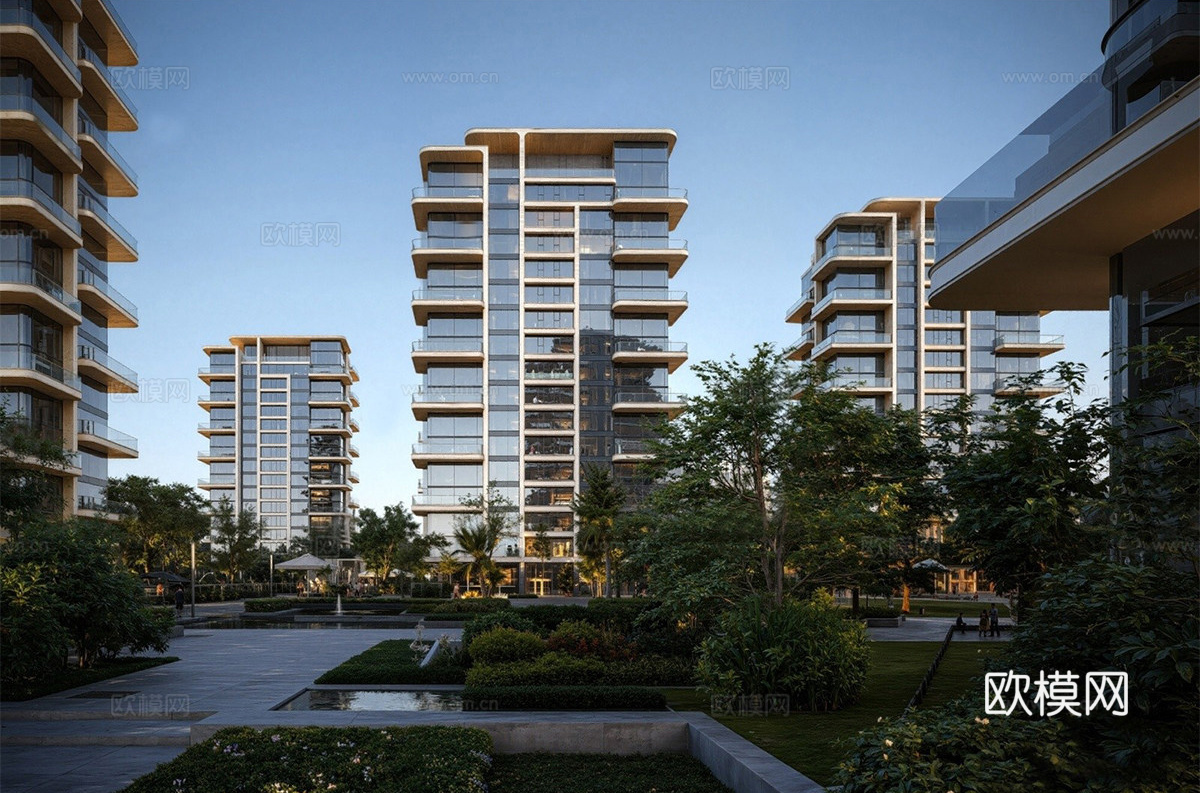 现代高层住宅  小区住宅建筑 第四代高端住宅su模型