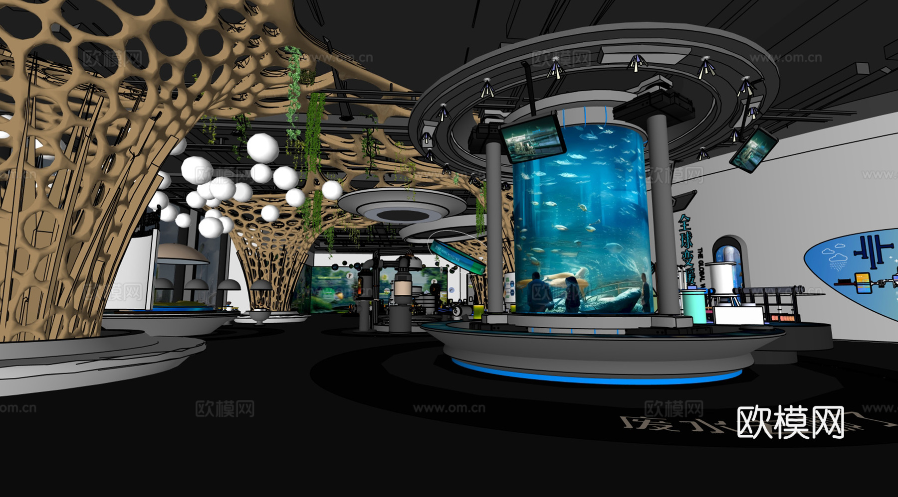 现代科技企业展厅su模型