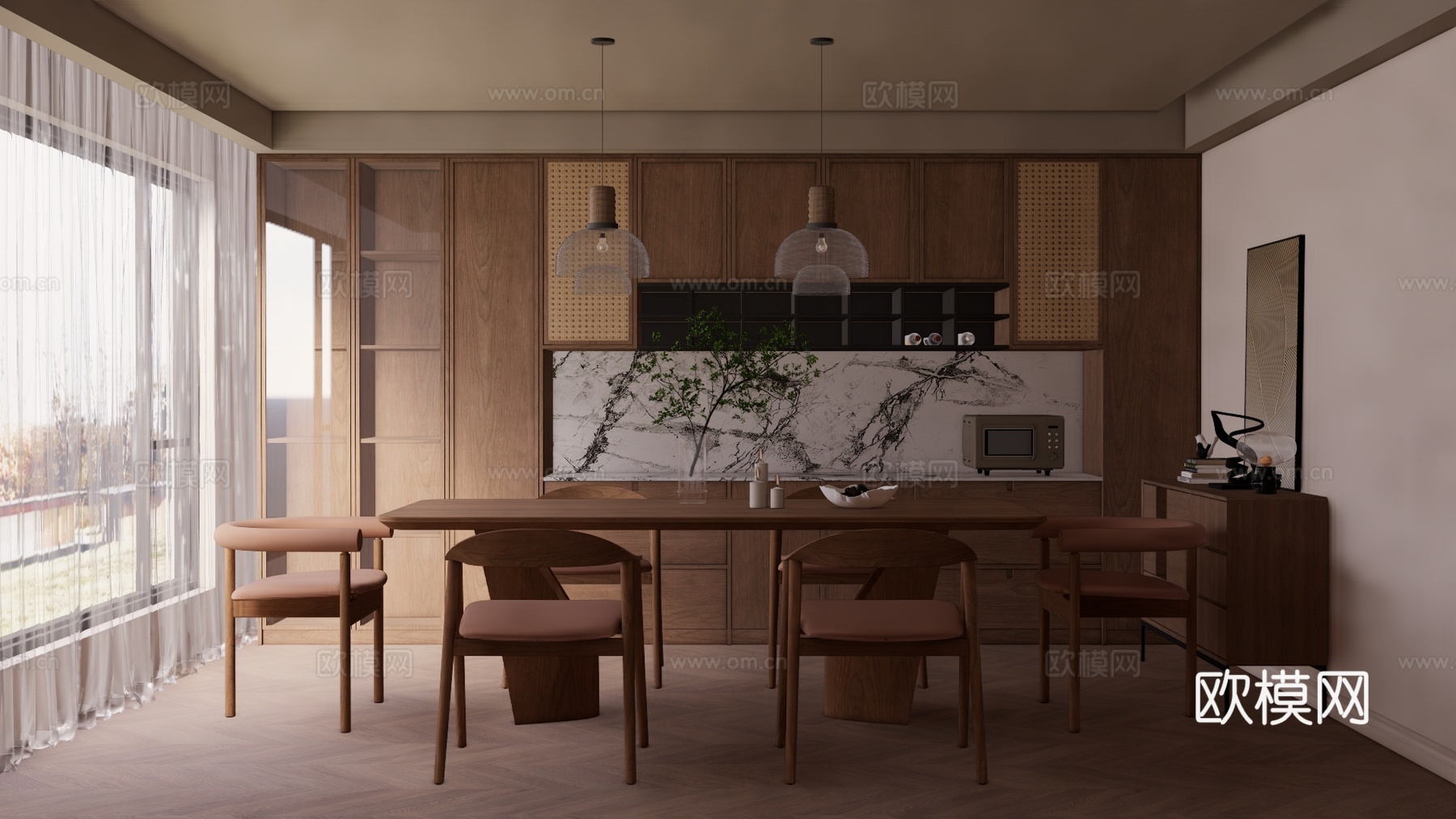 家装 客餐厅 茶餐厅 软装  客厅 餐厅su模型