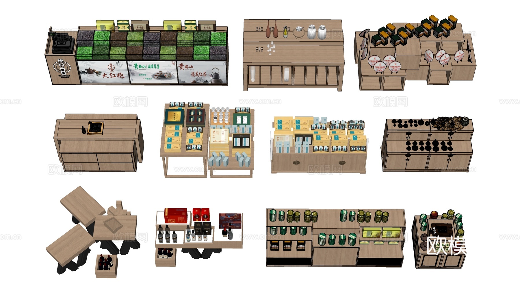 现代文创展台 文创展柜 文创展架 民俗小品su模型