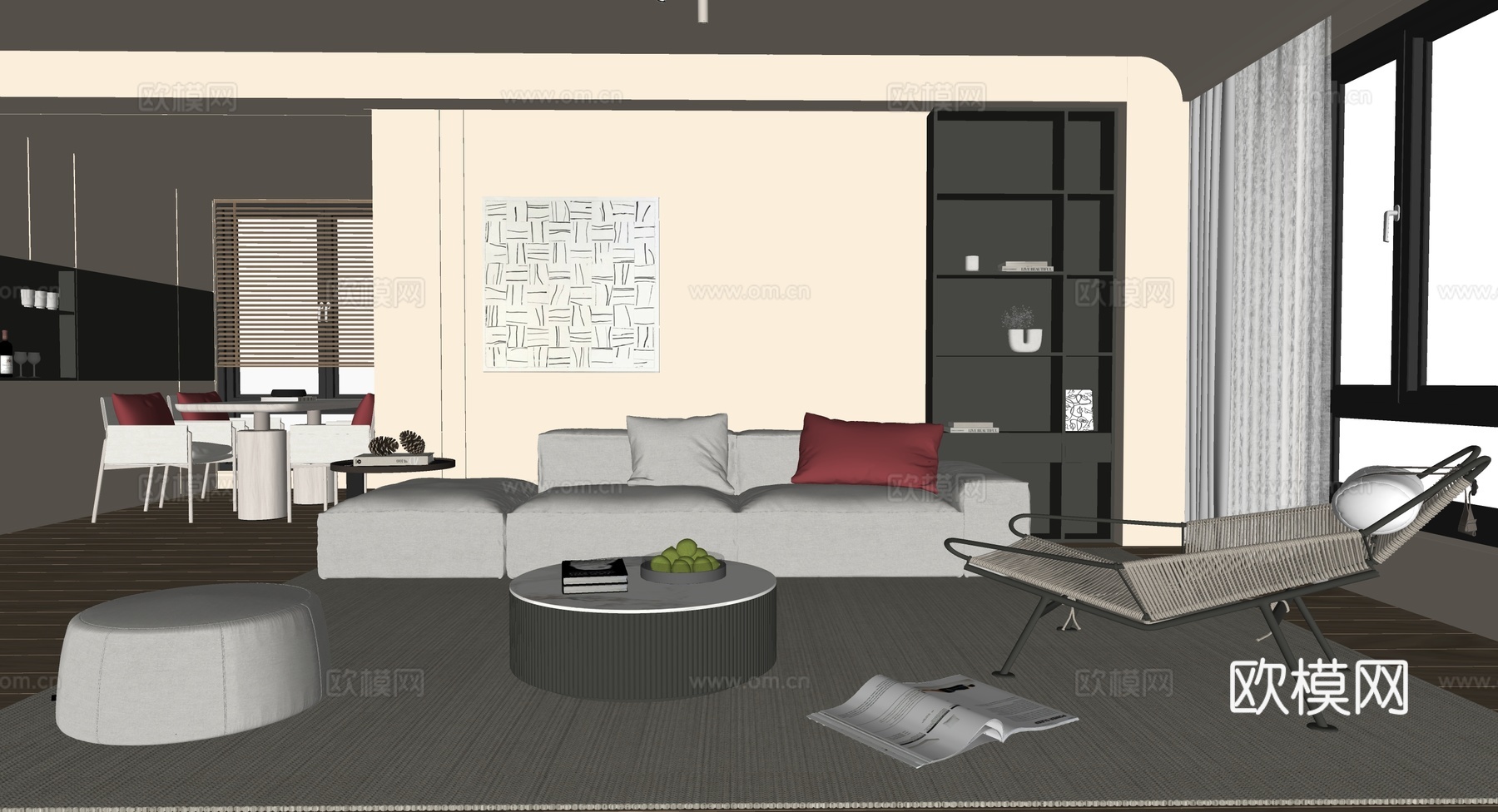 现代意式客餐厅su模型