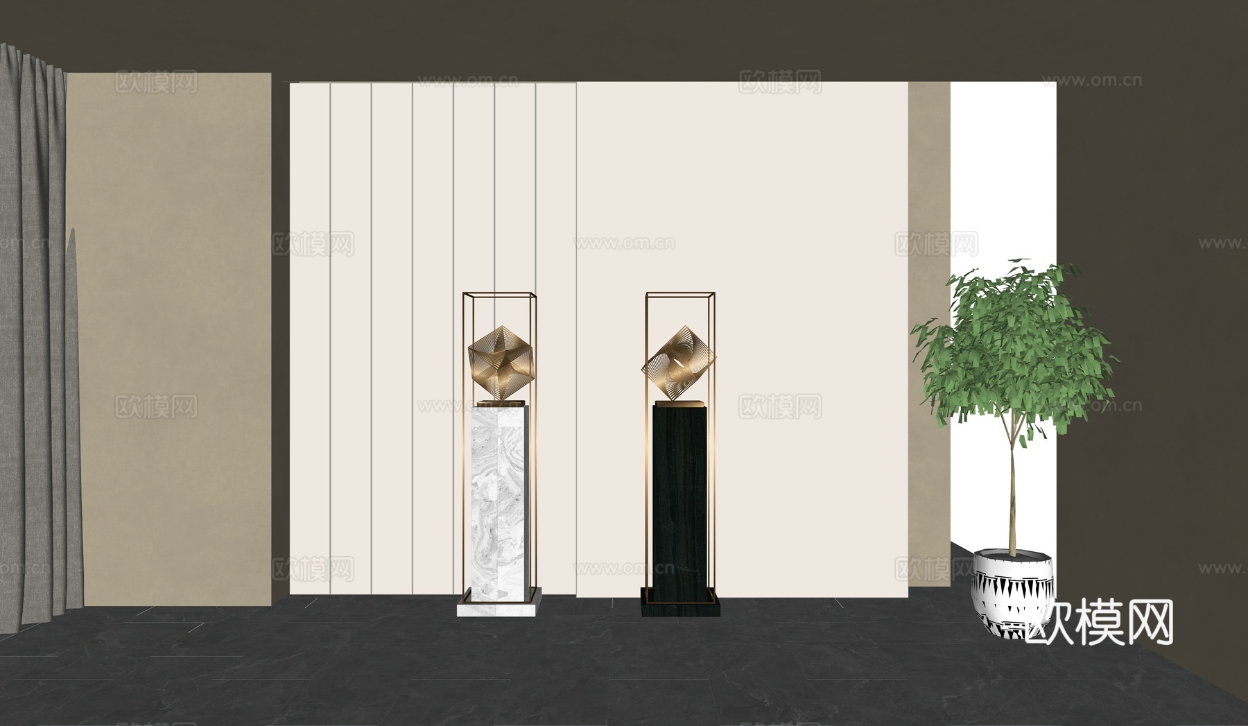 现代铁艺饰品摆件su模型