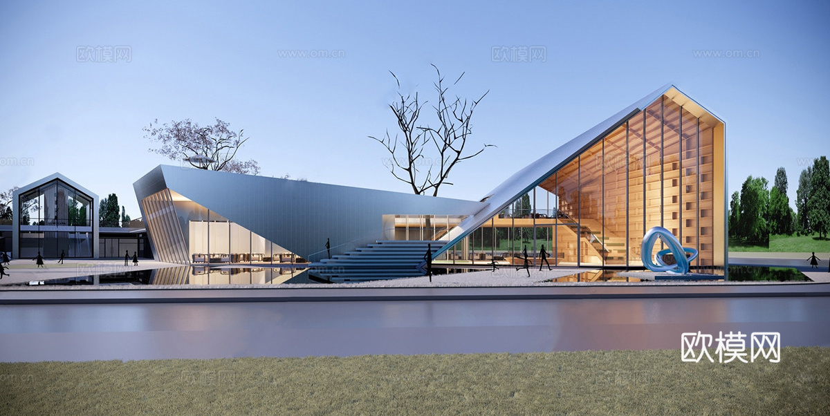 现代售楼处建筑 售楼部建筑su模型